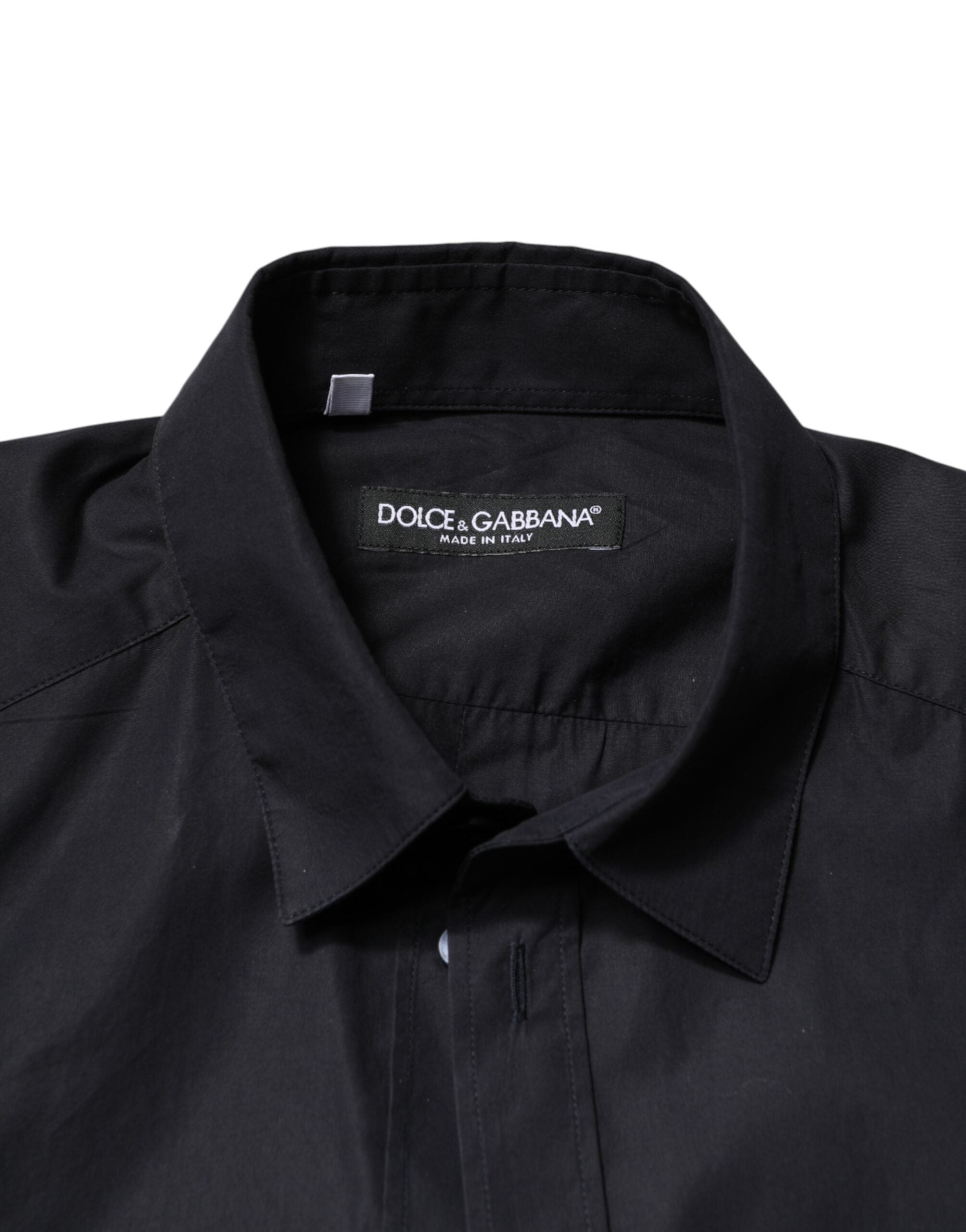 Dolce & Gabbana Black Cotton Long Sleeves Dress Formal Shirt Dolce & Gabbana