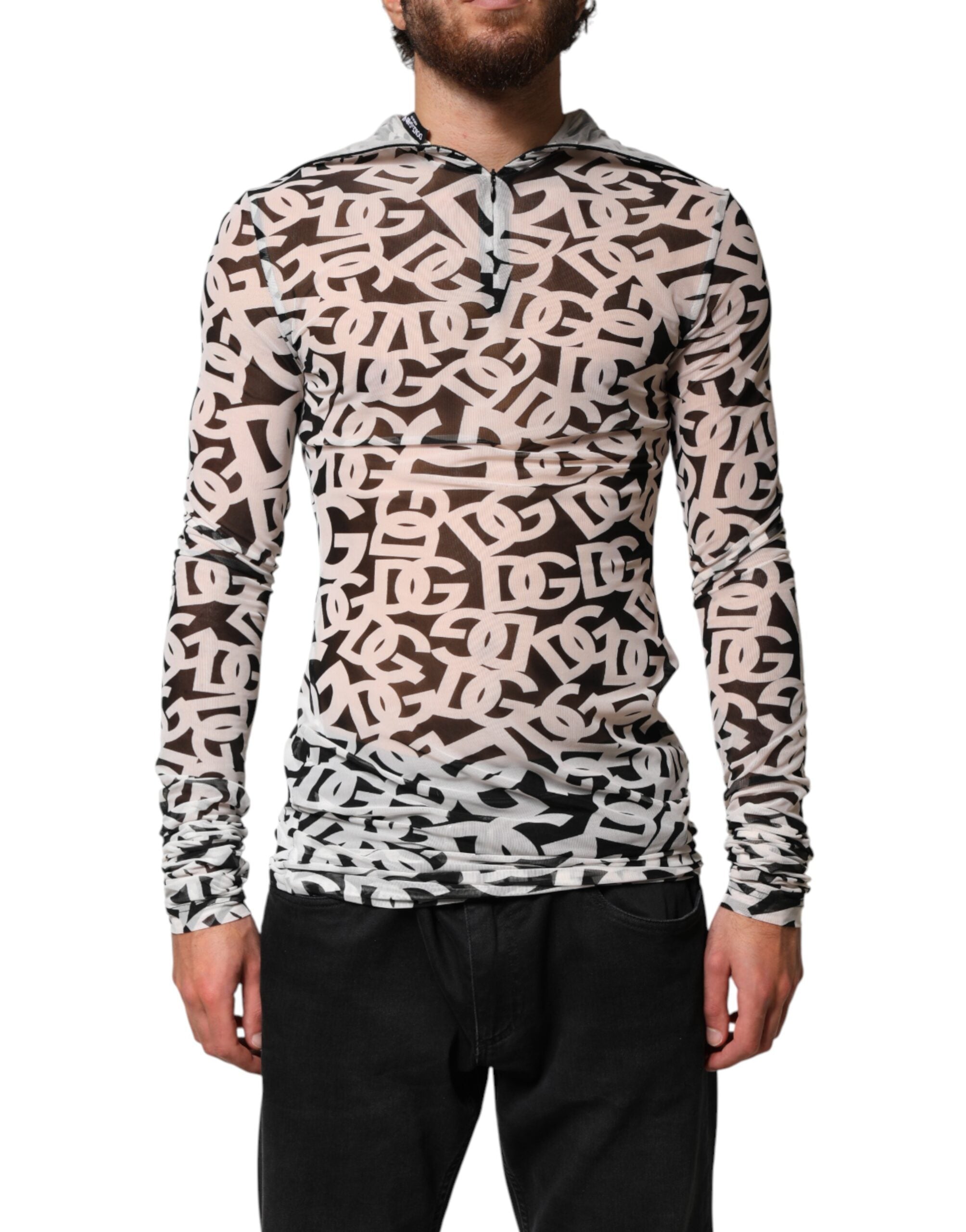 Dolce & Gabbana White DG Logo Long Sleeves Turtleneck Top Dolce & Gabbana