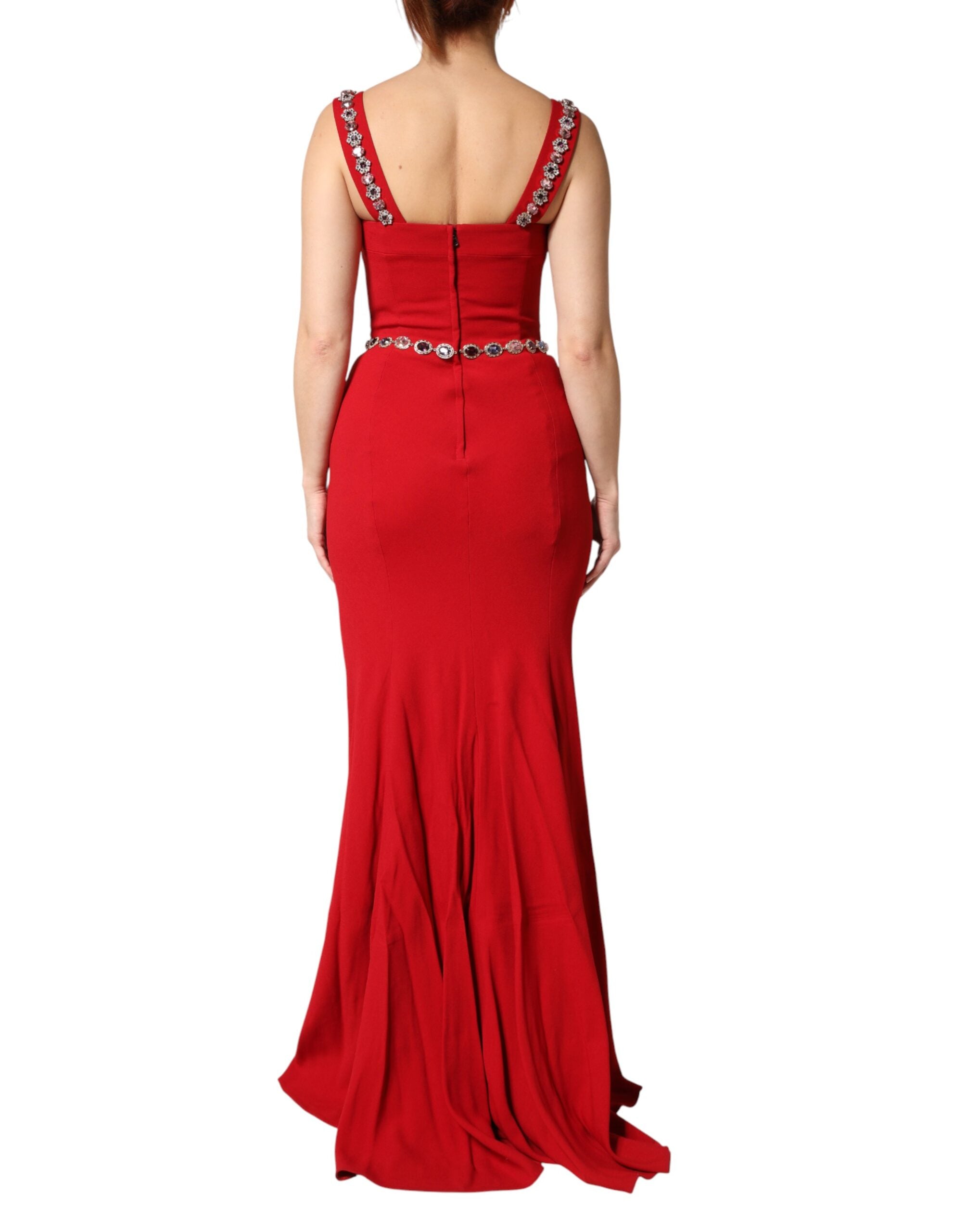 Dolce & Gabbana Red Embellished Sheath Mermaid Gown Dress Dolce & Gabbana
