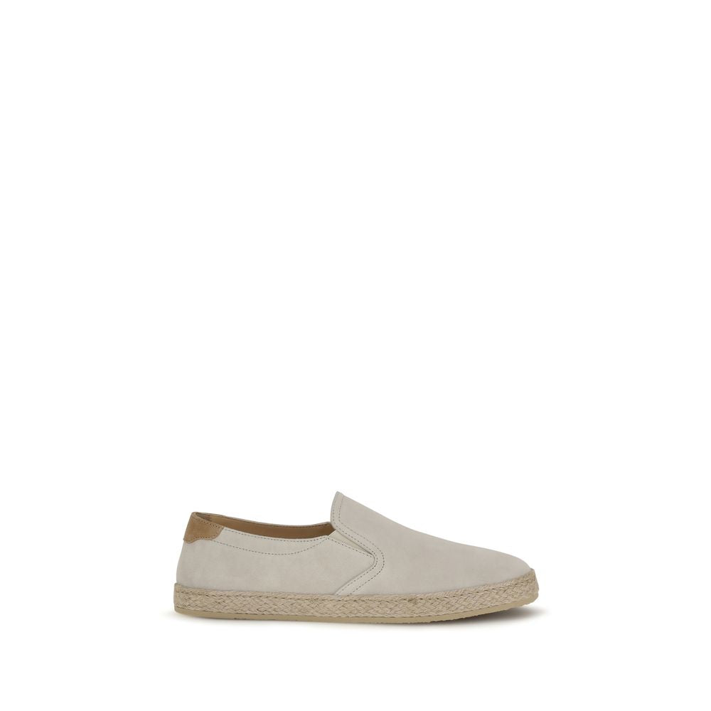 Brunello Cucinelli Gray Calf Leather Bos Taurus Low Top Sneakers Brunello Cucinelli