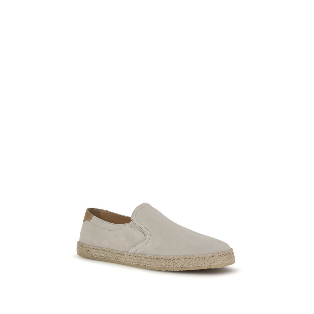 Brunello Cucinelli Gray Calf Leather Bos Taurus Low Top Sneakers Brunello Cucinelli