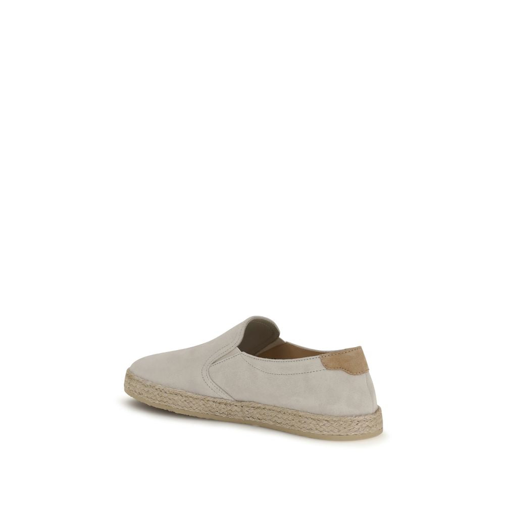 Brunello Cucinelli Gray Calf Leather Bos Taurus Low Top Sneakers Brunello Cucinelli
