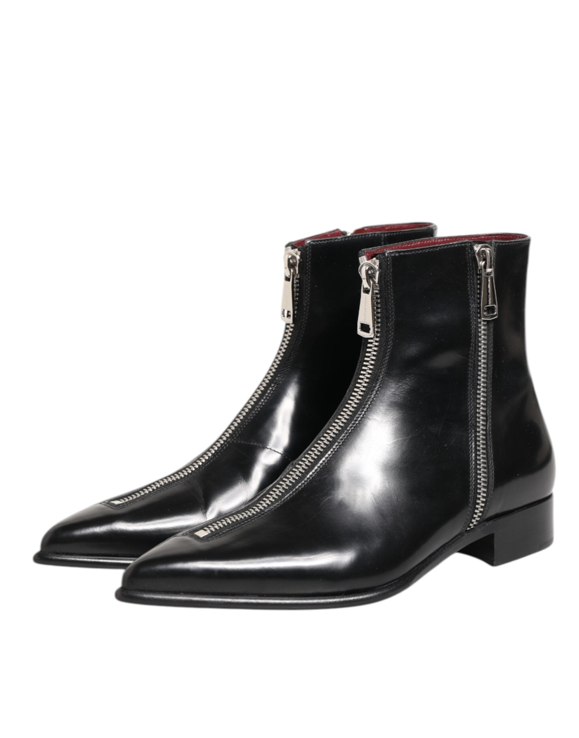 Dolce & Gabbana Black Leather Chelsea Short Ankle Boots Shoes Dolce & Gabbana