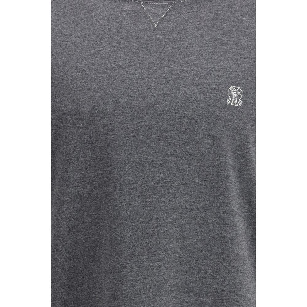 Brunello Cucinelli Gray Cotton T-Shirt Brunello Cucinelli