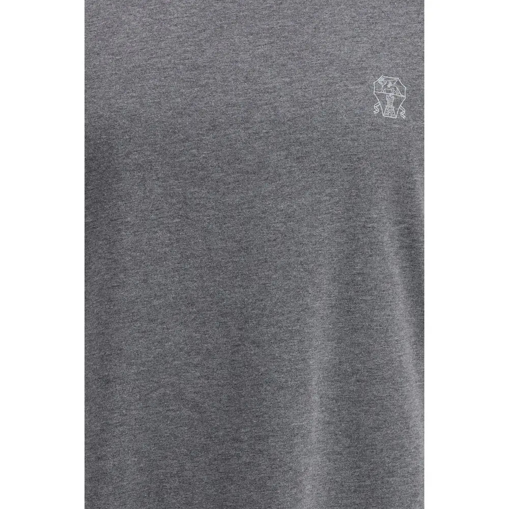 Brunello Cucinelli Gray Cotton T-Shirt Brunello Cucinelli