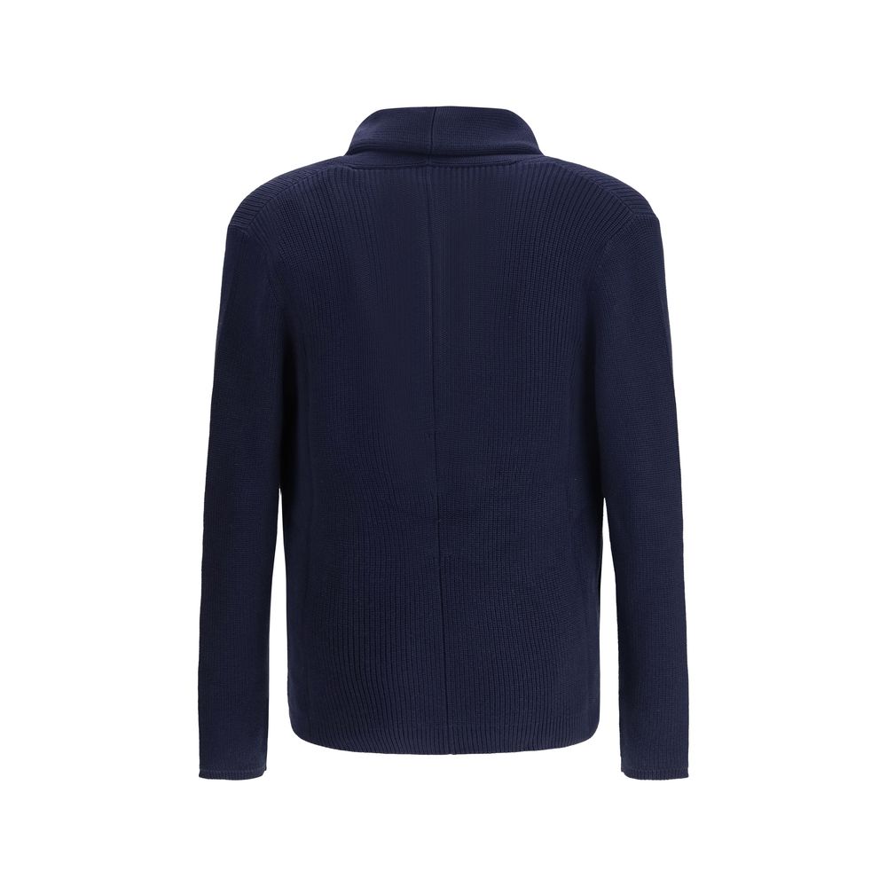 Brunello Cucinelli Blue Cotton Cardigan Brunello Cucinelli
