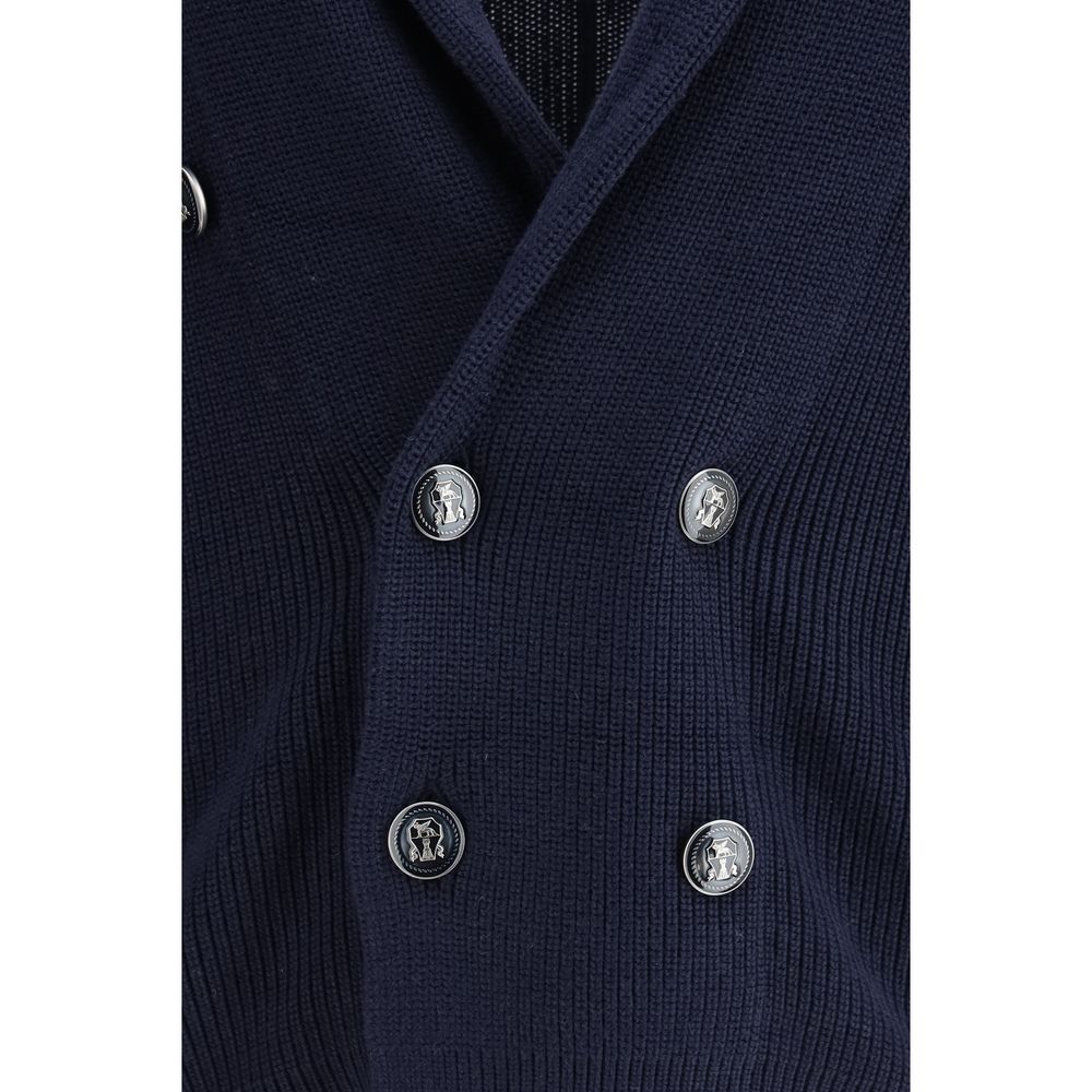 Brunello Cucinelli Blue Cotton Cardigan Brunello Cucinelli