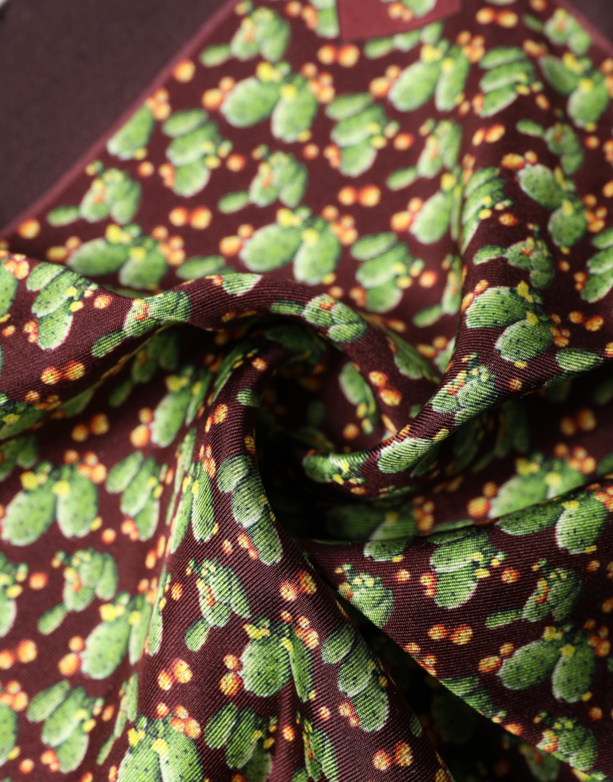 Dolce & Gabbana Brown Cactus Print Square Handkerchief Scarf Dolce & Gabbana