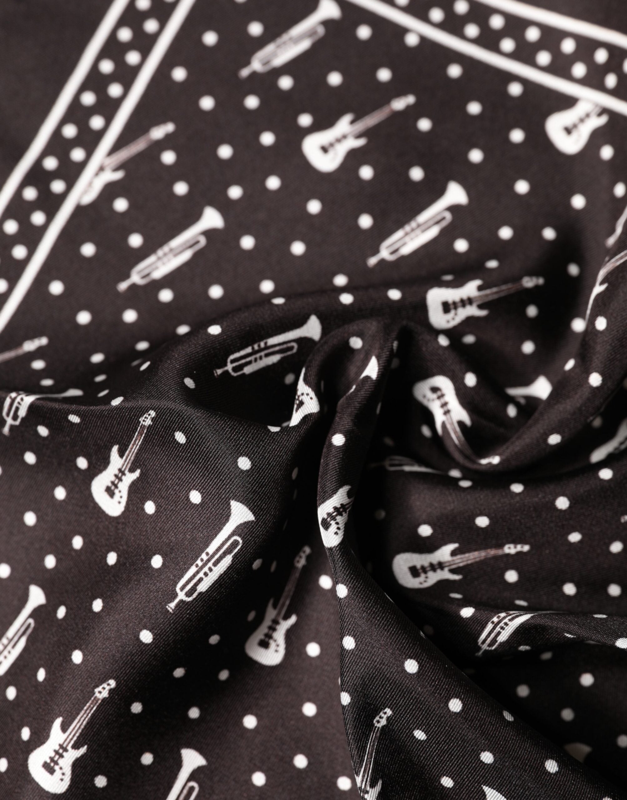Dolce & Gabbana Black Guitar Trumpet Men Handkerchief Scarf Dolce & Gabbana