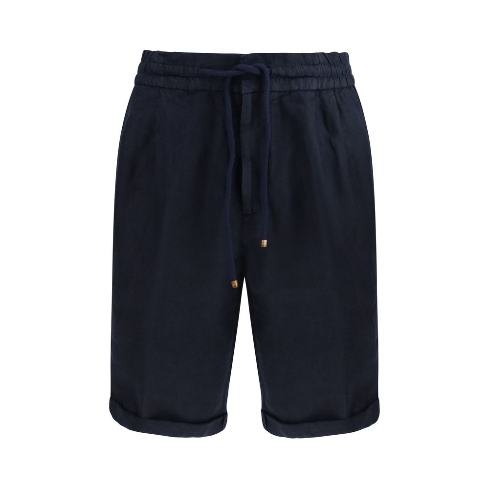 Brunello Cucinelli Blue Linen Bermuda Shorts Brunello Cucinelli