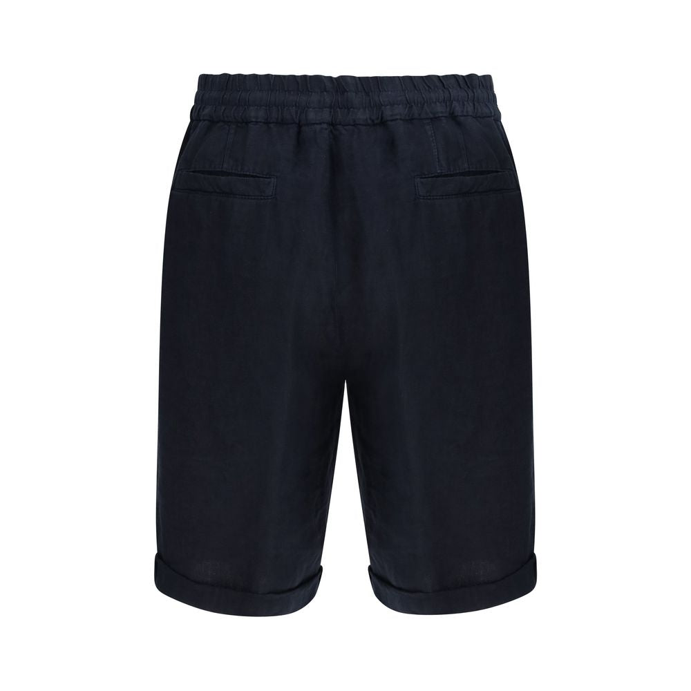 Brunello Cucinelli Blue Linen Bermuda Shorts Brunello Cucinelli