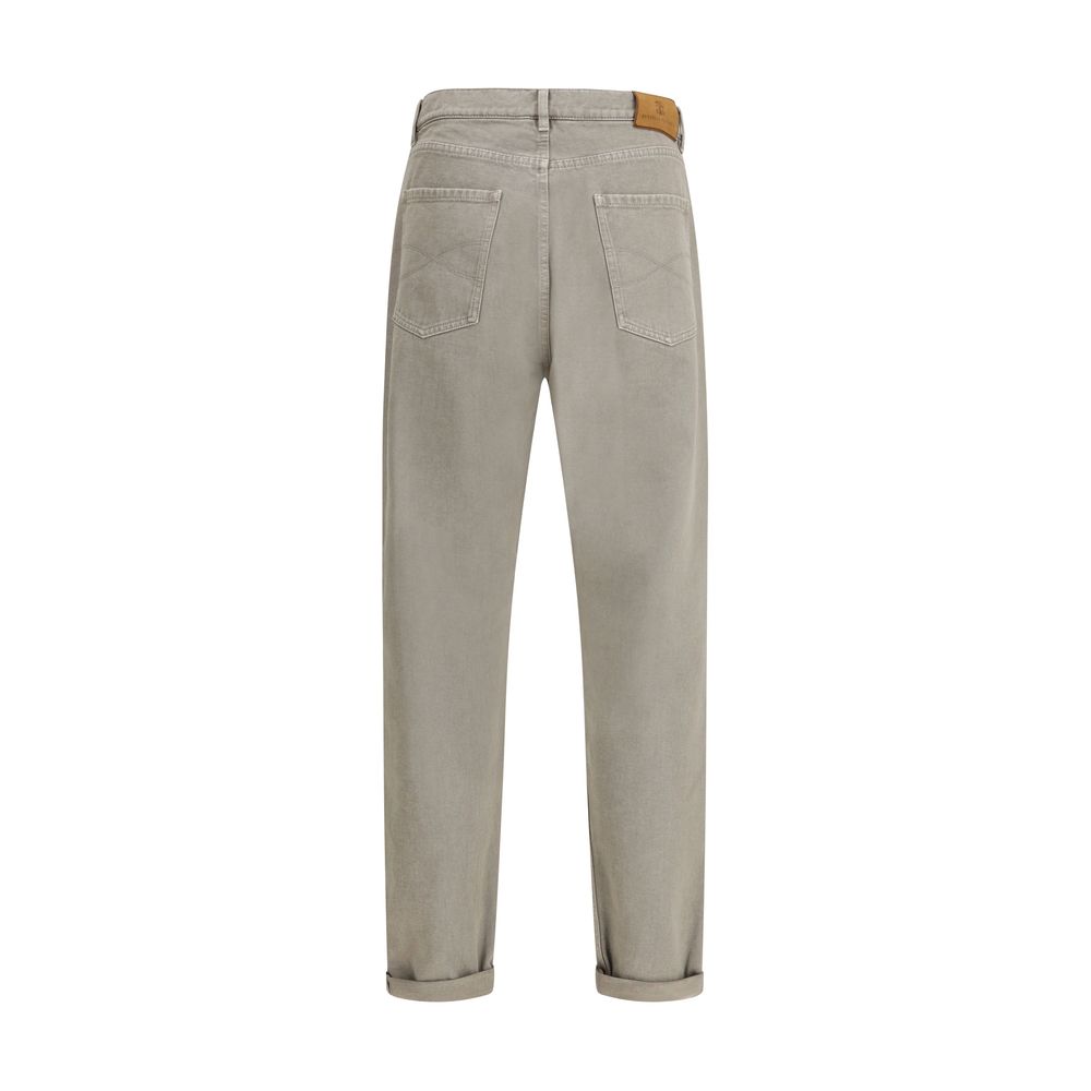 Brunello Cucinelli Bicolor Cotton Straight-Leg Jeans Brunello Cucinelli
