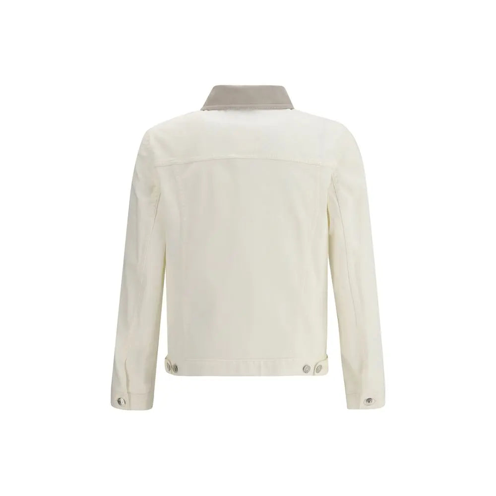 Brunello Cucinelli White Cotton Denim Jacket Brunello Cucinelli