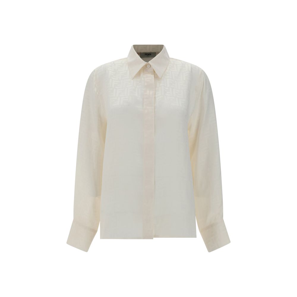 Fendi White Silk Pattern Shirt Fendi