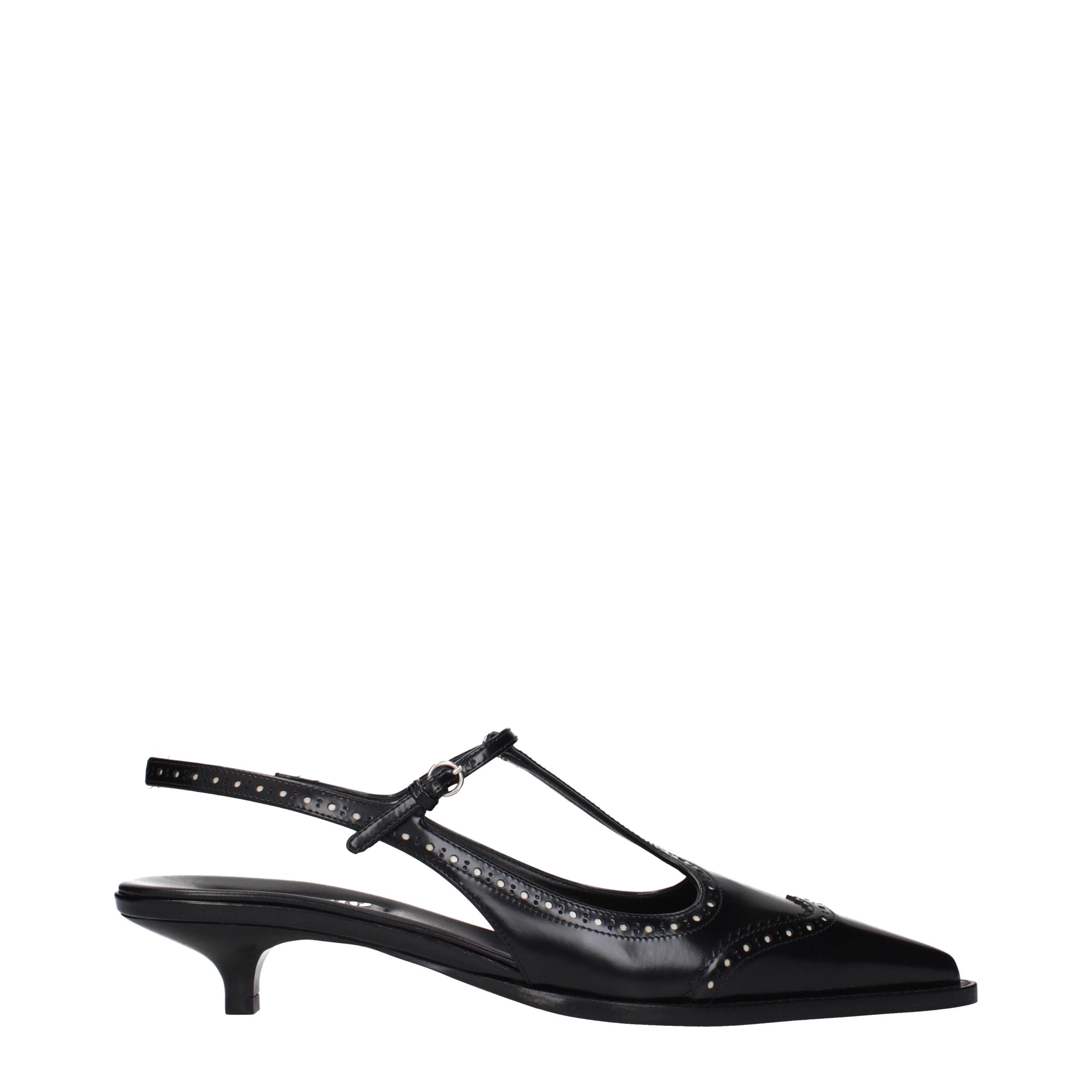 Miu Miu Black Leather Mid Heel Pumps Miu Miu