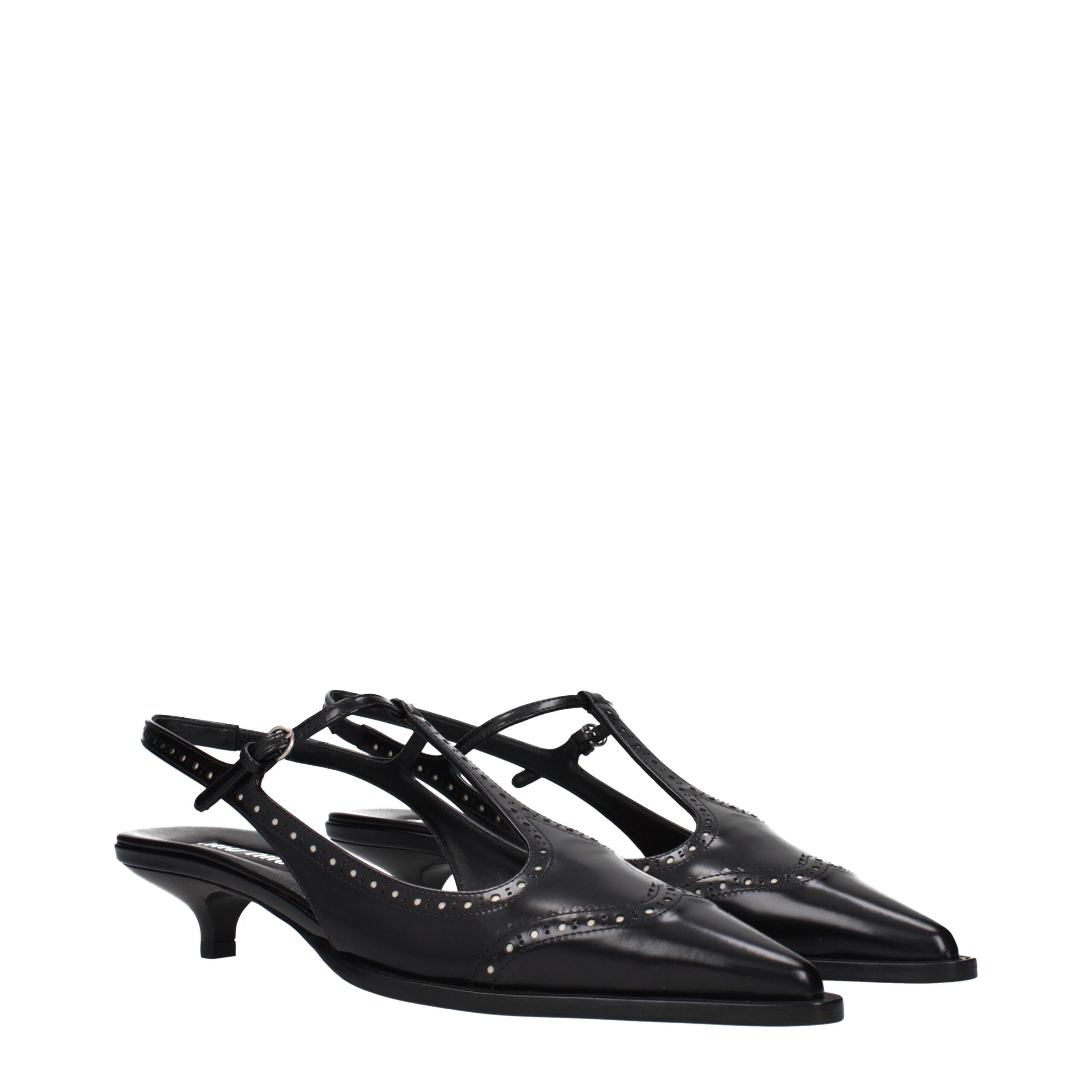 Miu Miu Black Leather Mid Heel Pumps Miu Miu