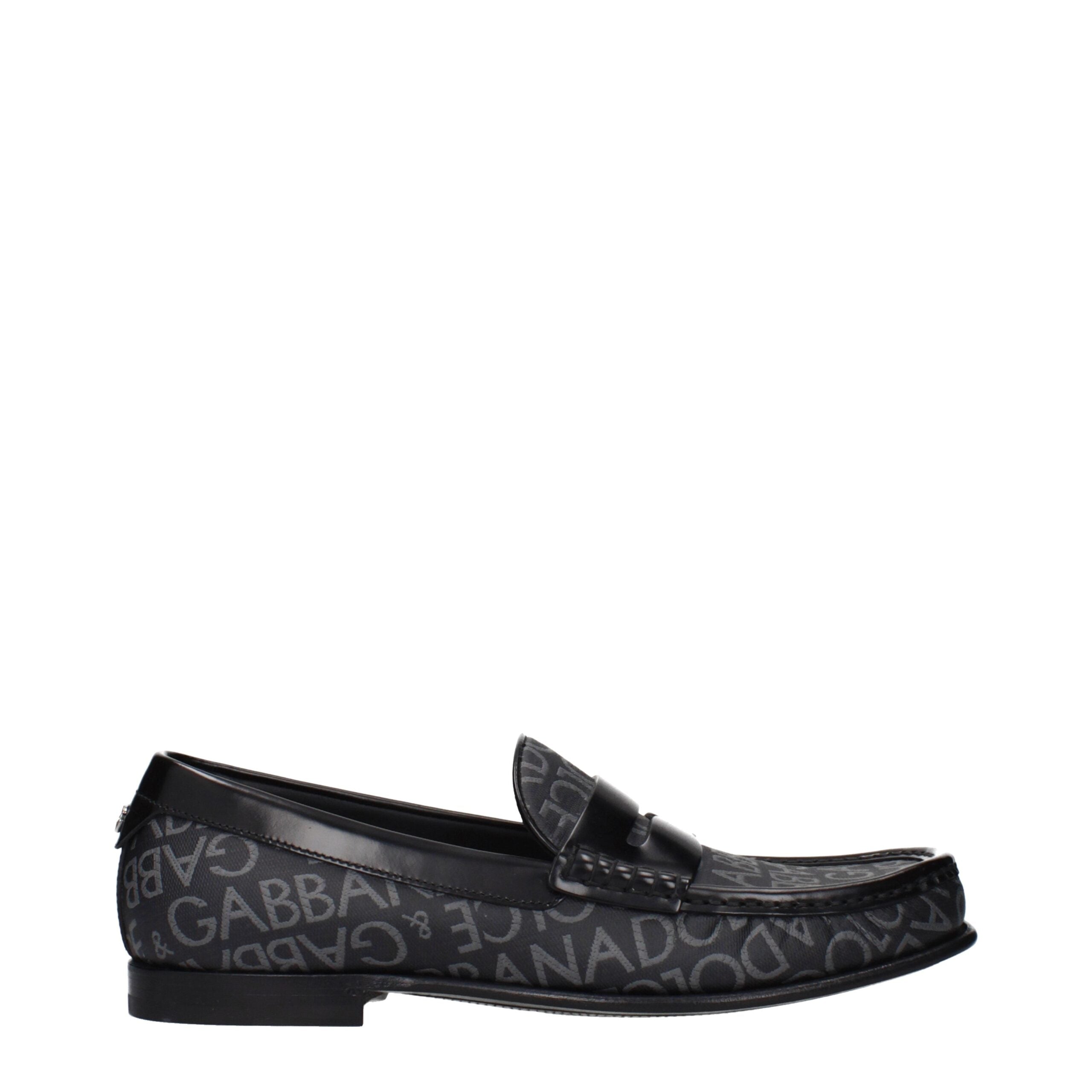 Dolce & Gabbana Black Fabric Slip-On Loafers Dolce & Gabbana