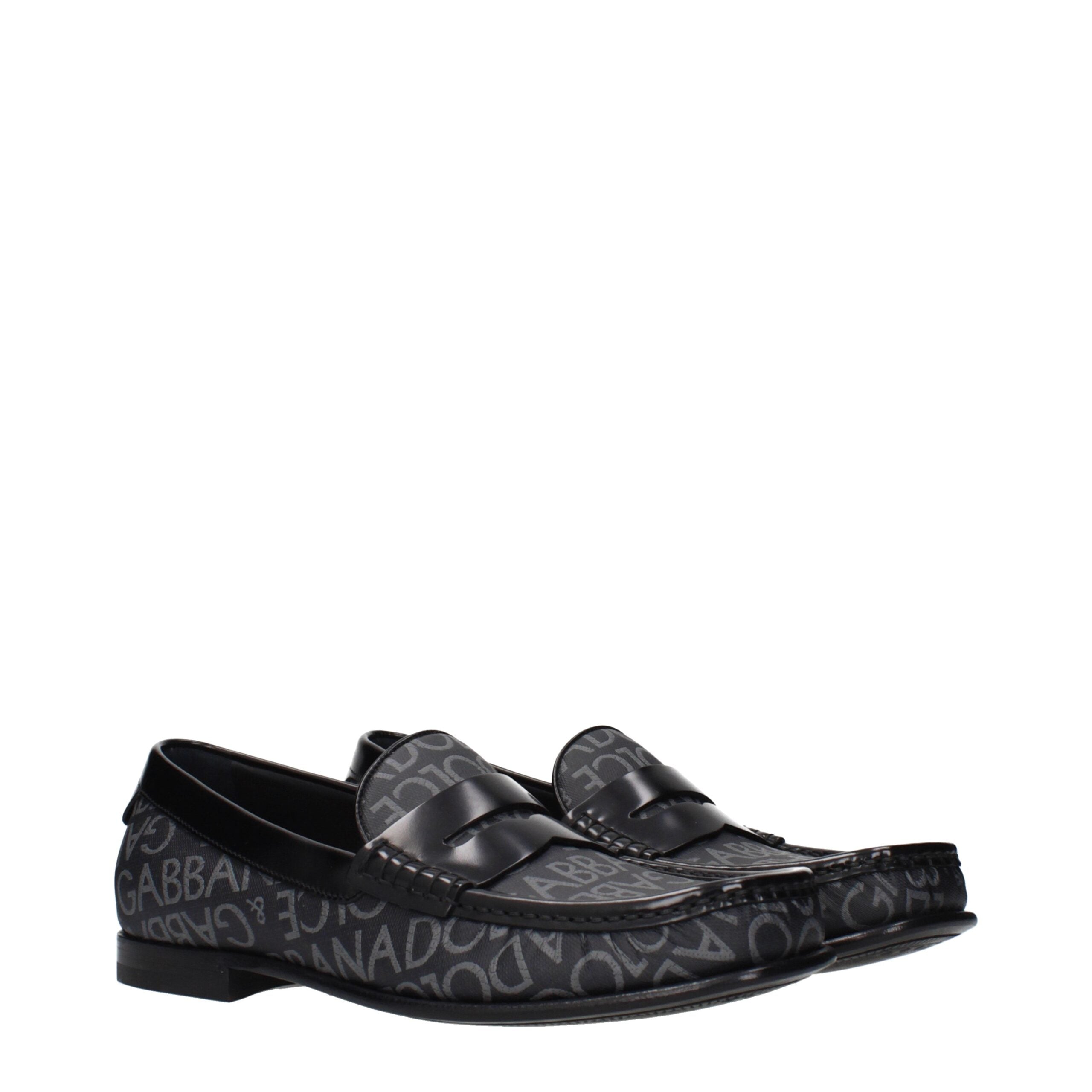 Dolce & Gabbana Black Fabric Slip-On Loafers Dolce & Gabbana
