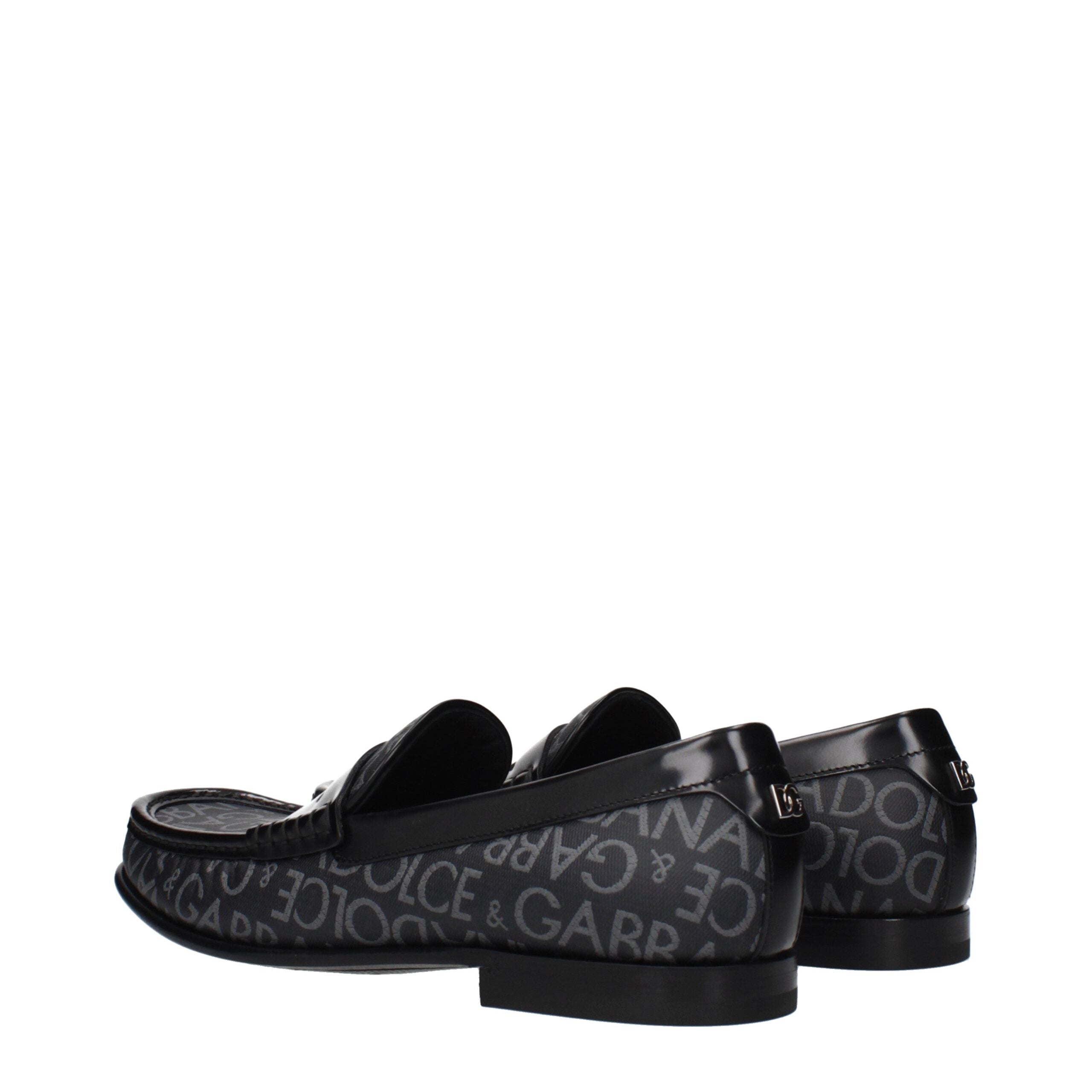 Dolce & Gabbana Black Fabric Slip-On Loafers Dolce & Gabbana