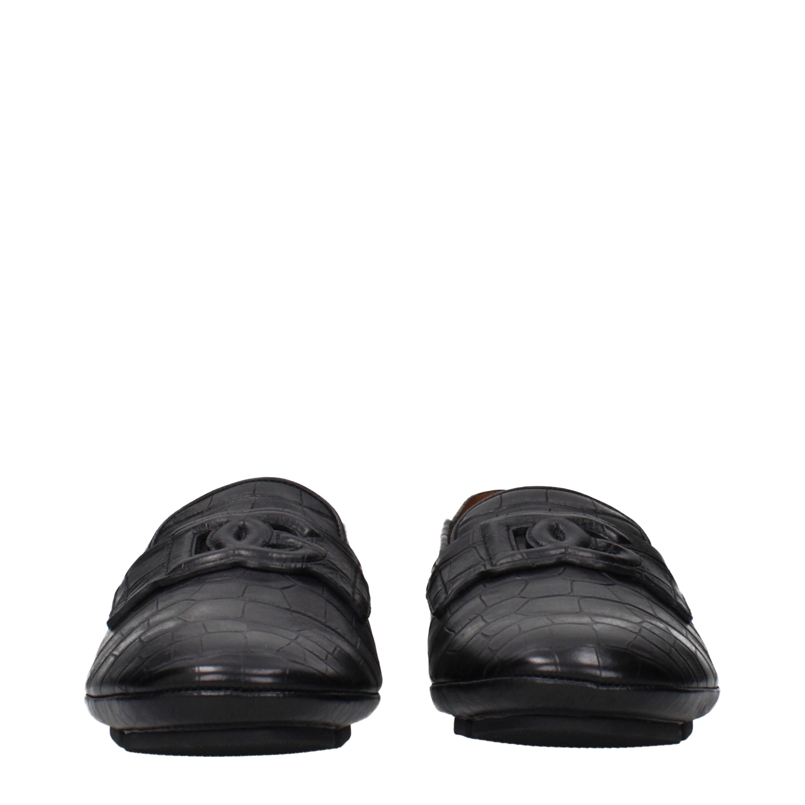 Dolce & Gabbana Black Leather Slip-On Loafers Dolce & Gabbana