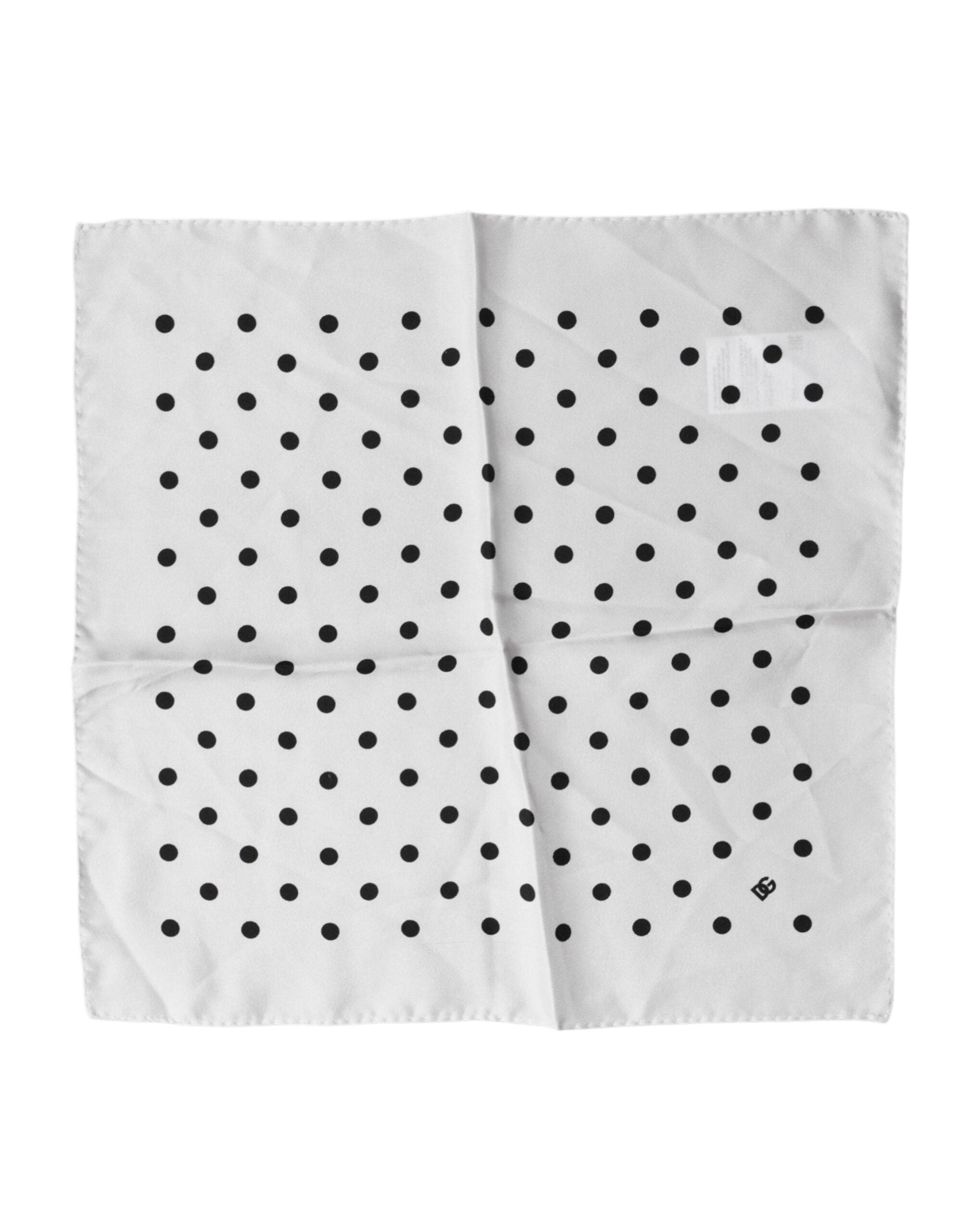 Dolce & Gabbana White Polka Dot Square Handkerchief Scarf Dolce & Gabbana