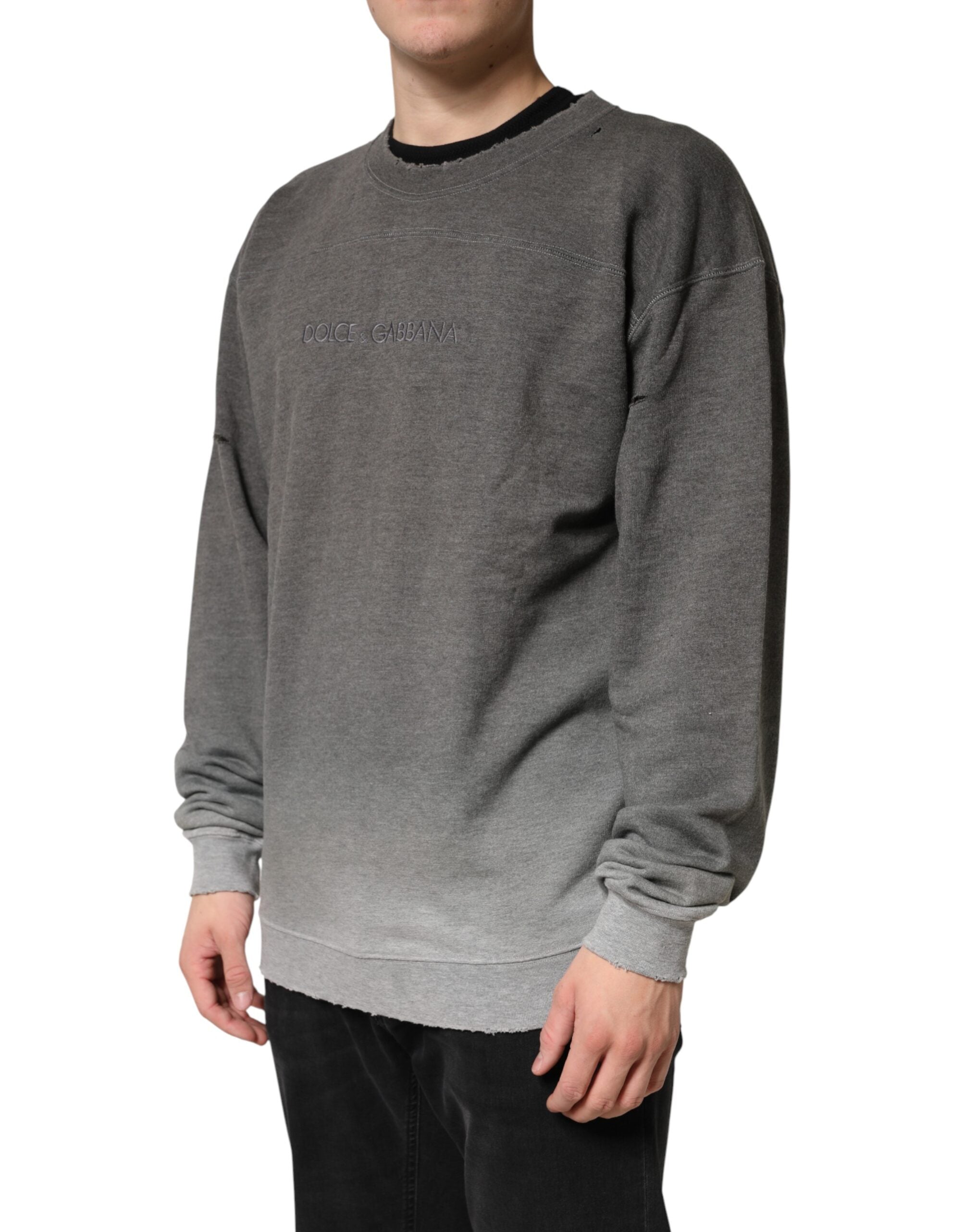 Dolce & Gabbana Gray Cotton Crew Neck Men Sweatshirt Sweater Dolce & Gabbana