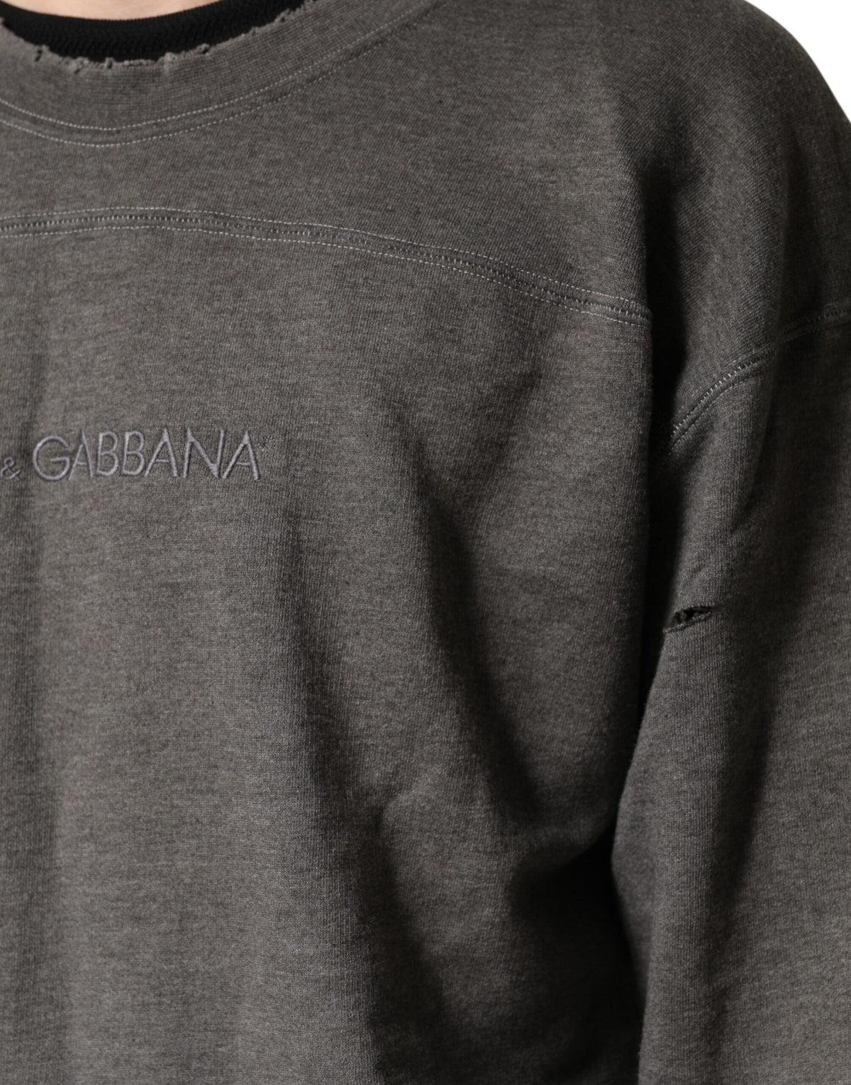 Dolce & Gabbana Gray Cotton Crew Neck Men Sweatshirt Sweater