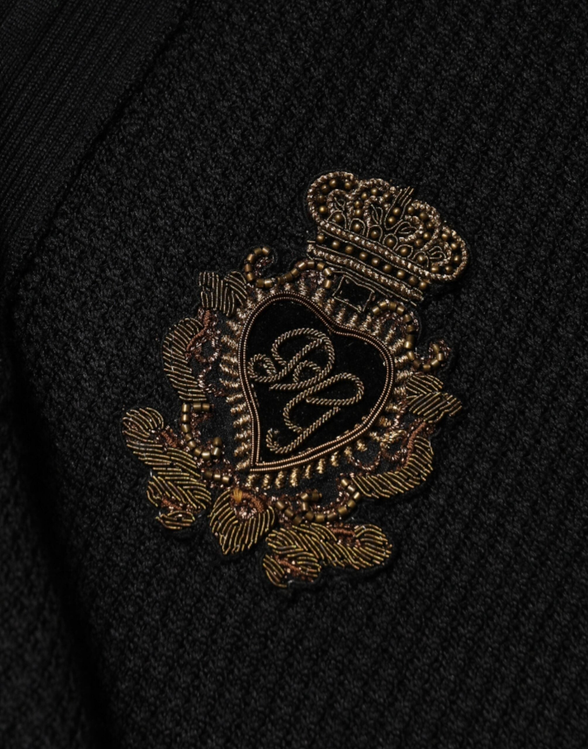 Dolce & Gabbana Black Crest Long Sleeve Men Pullover Sweater Dolce & Gabbana