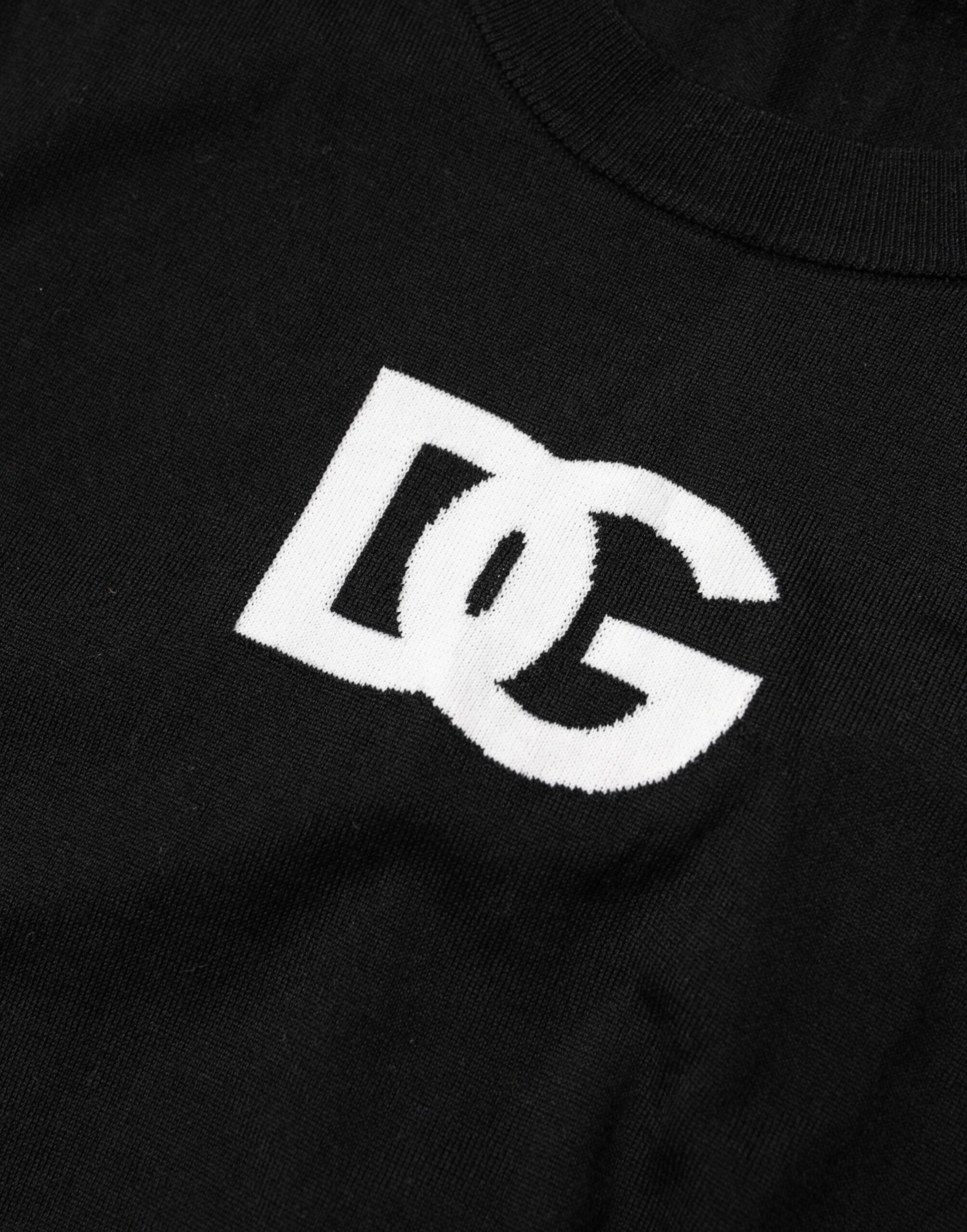 Dolce & Gabbana Black Wool DG Crew Neck Men Pullover Sweater Dolce & Gabbana