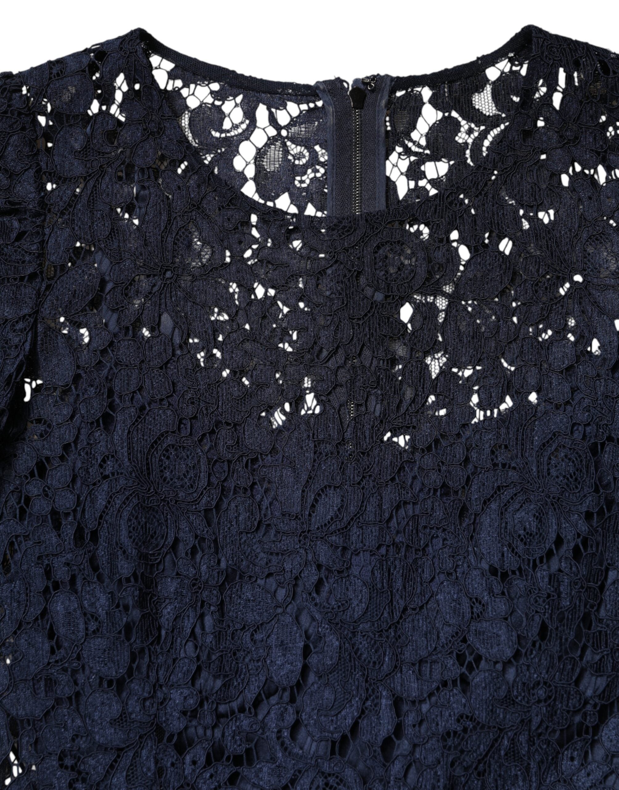 Dolce & Gabbana Blue Lace Ruffle A-line Knee Length Dress Dolce & Gabbana