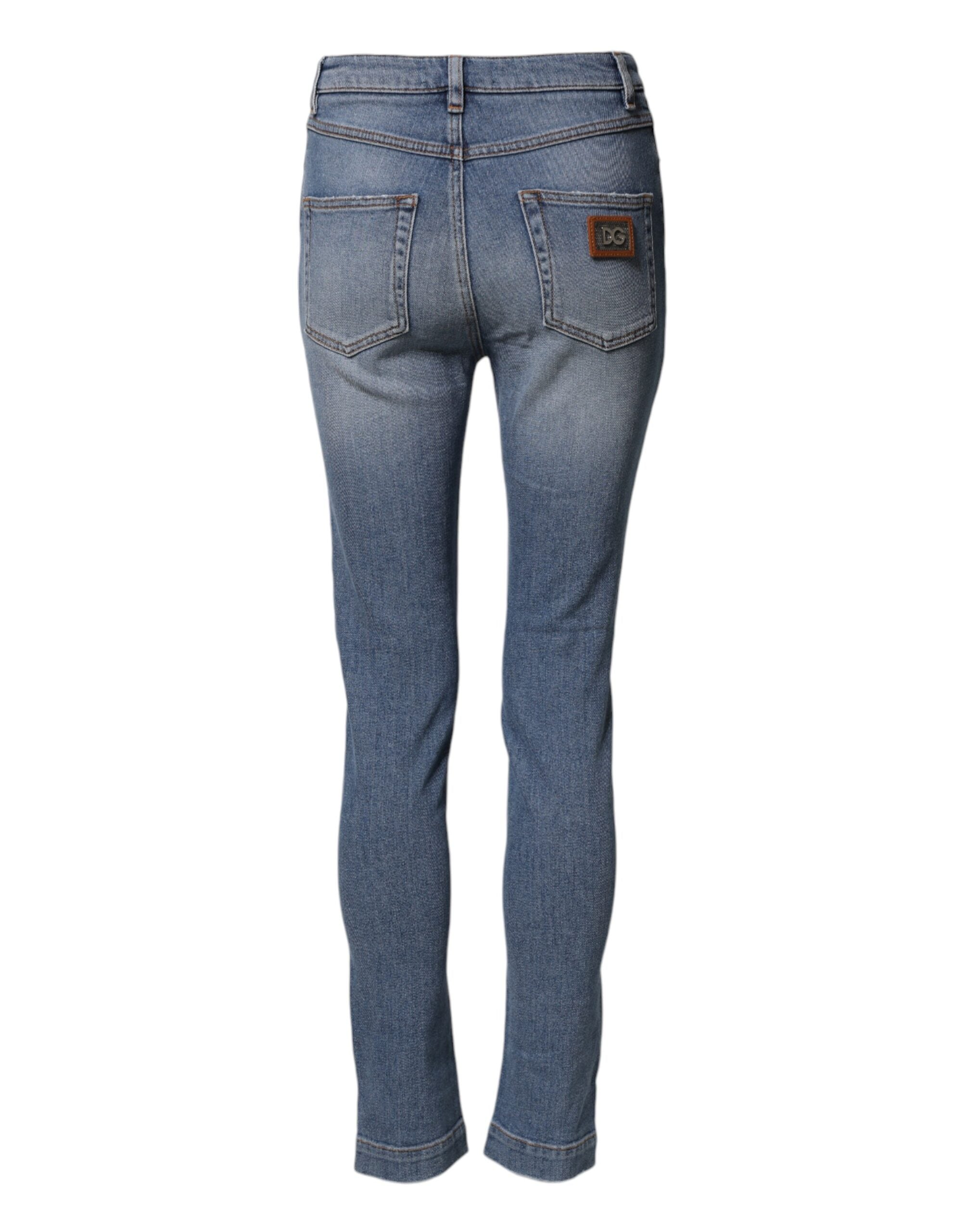 Dolce & Gabbana Blue Washed Cotton Skinny Denim Trouser Jeans Dolce & Gabbana