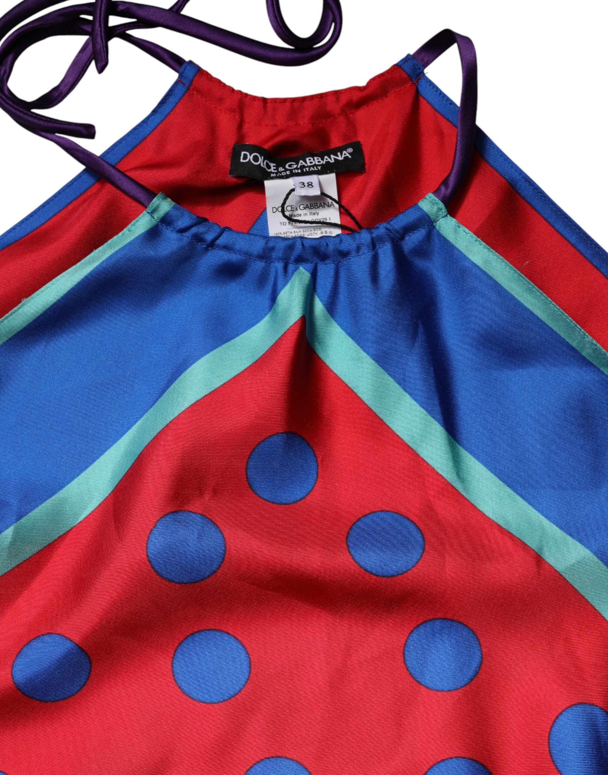 Dolce & Gabbana Multicolor Polka Dot Tie Halter Blouse Top Dolce & Gabbana
