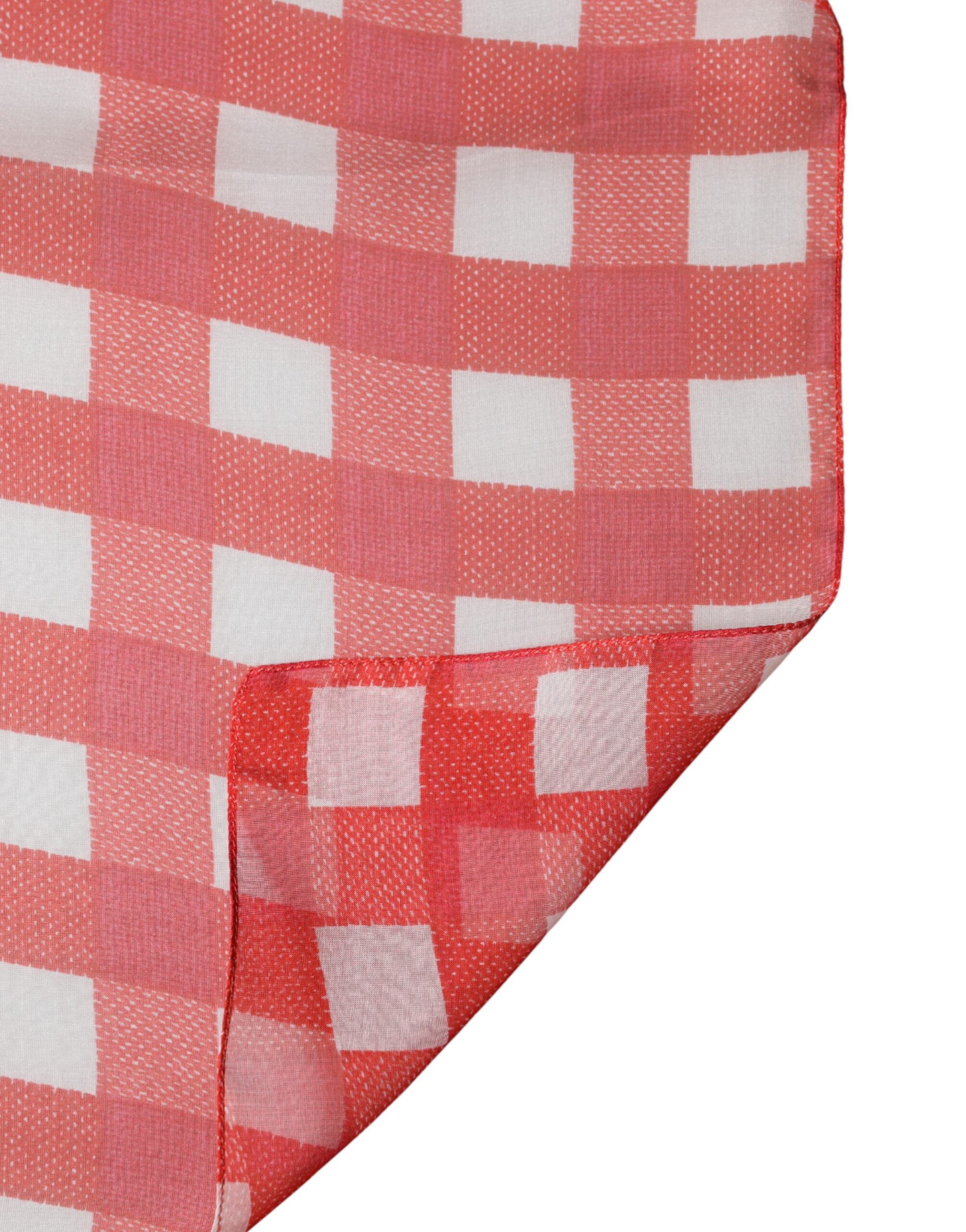 Dolce & Gabbana Red Checkered Stole Neck Wrap Shawl Scarf Dolce & Gabbana