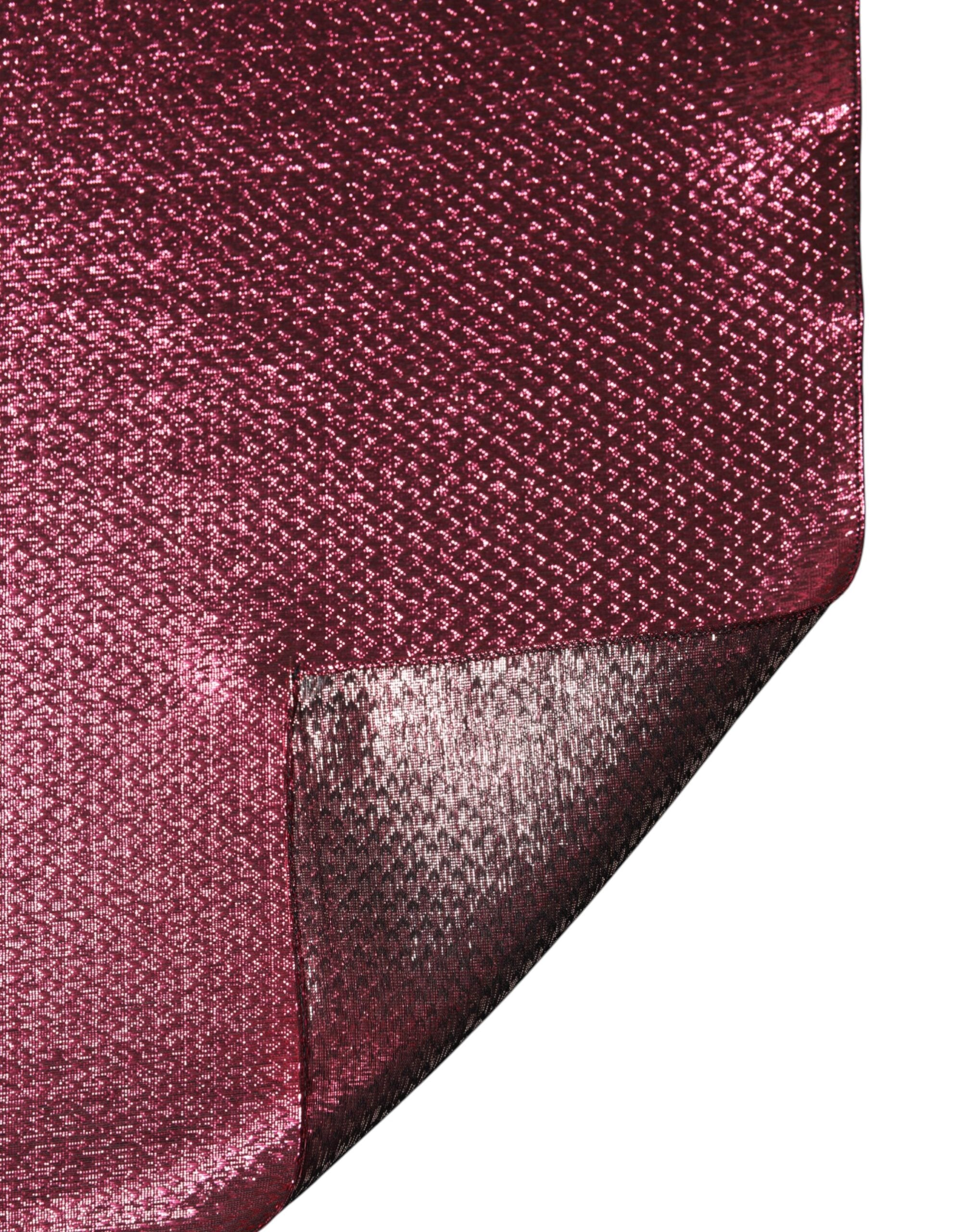 Dolce & Gabbana Metallic Pink Silk Square Foulard Scarf Dolce & Gabbana