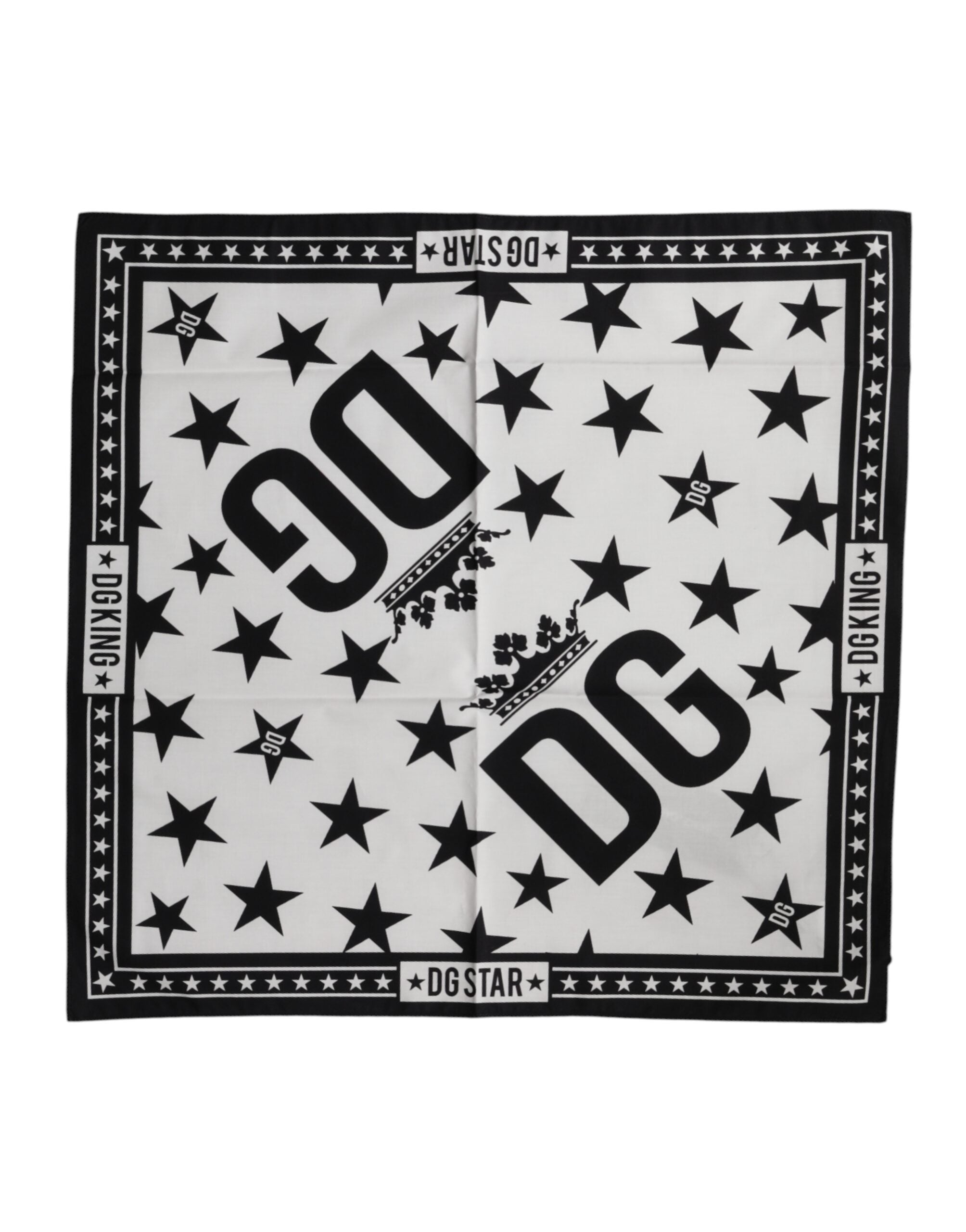 Dolce & Gabbana White DG Crown Print Square Foulard 52cm x 50.5cm Scarf Dolce & Gabbana