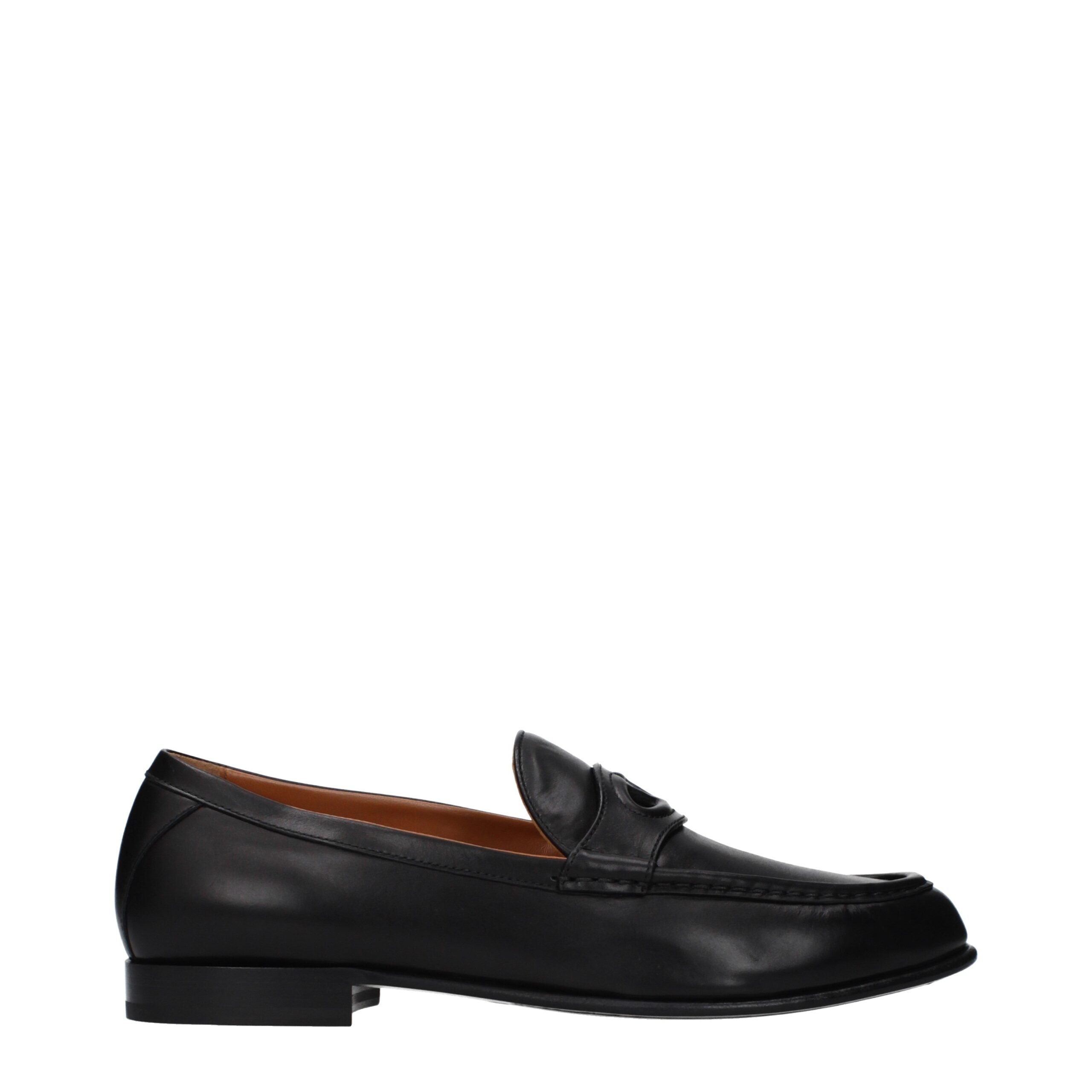 Valentino Garavani Black Leather Slip-On Loafers Valentino Garavani