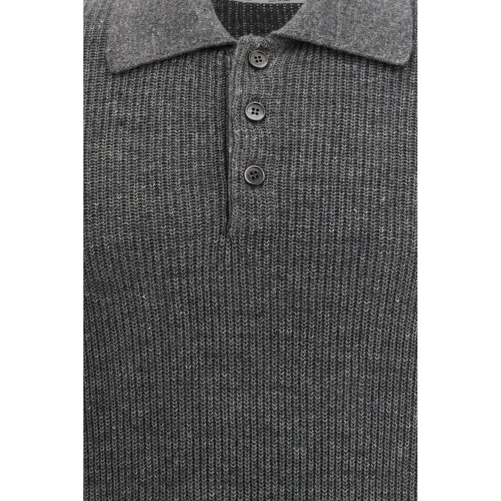 Brunello Cucinelli Gray Cotton Polo Shirt Brunello Cucinelli