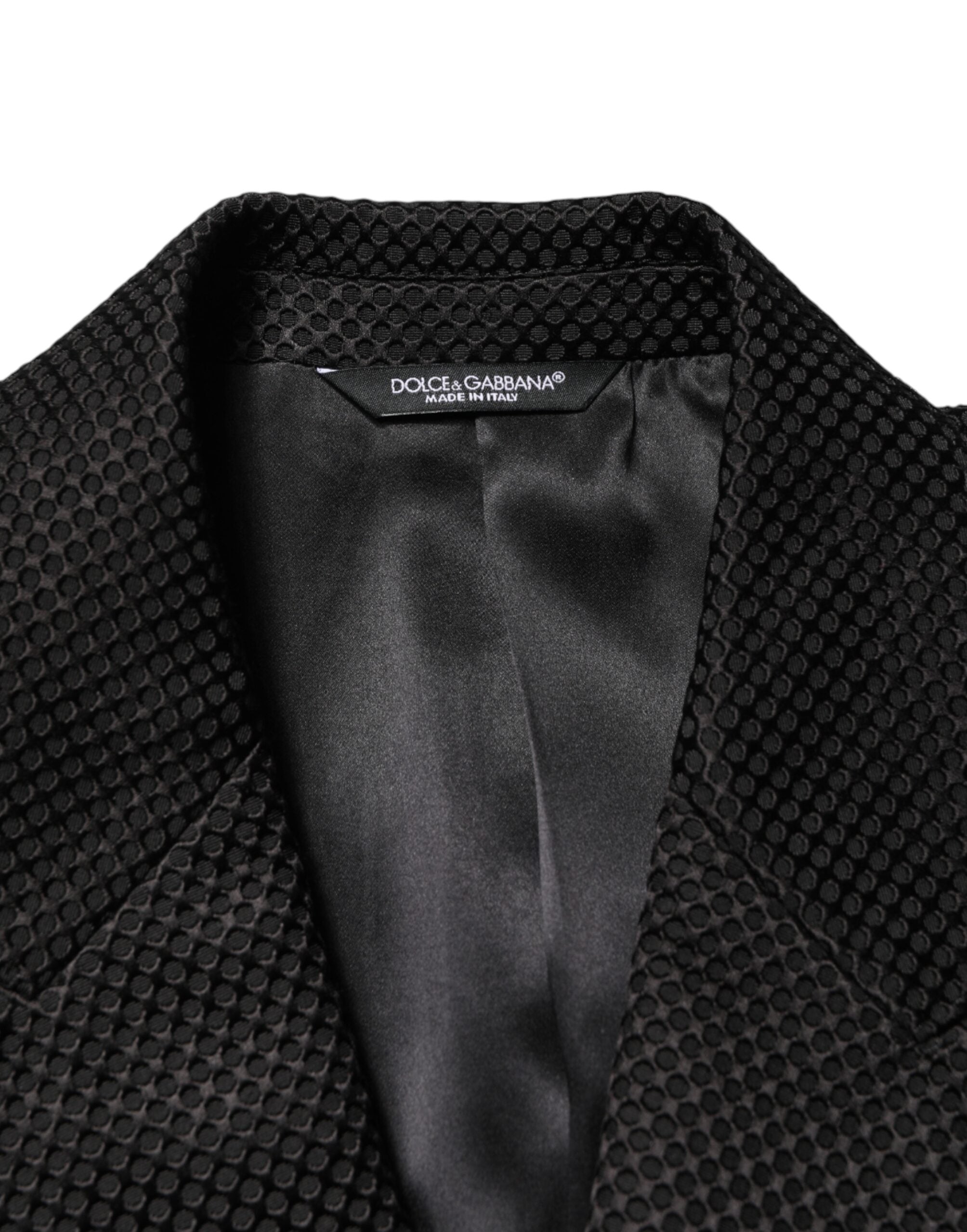 Dolce & Gabbana Black Cotton Double Breasted 2 Button Blazer Dolce & Gabbana