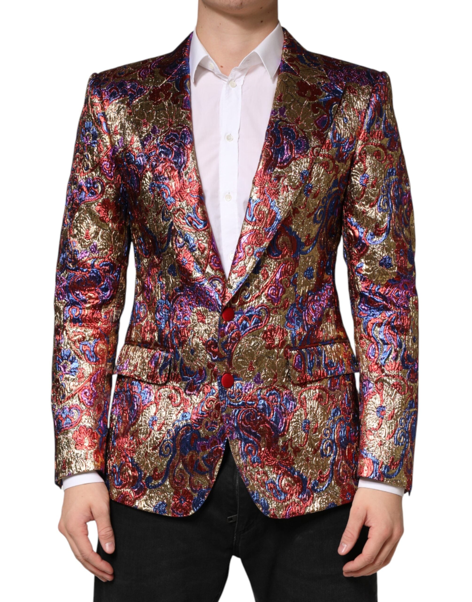 Dolce & Gabbana Multicolor Jacquard Single Breasted Blazer Dolce & Gabbana