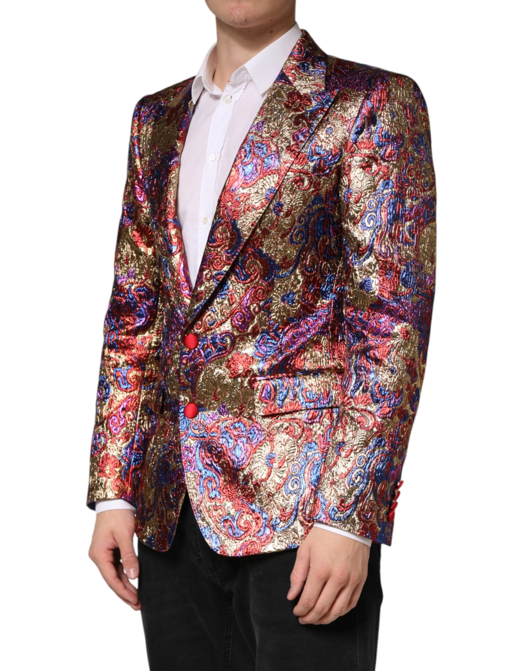 Dolce & Gabbana Multicolor Jacquard Single Breasted Blazer Dolce & Gabbana