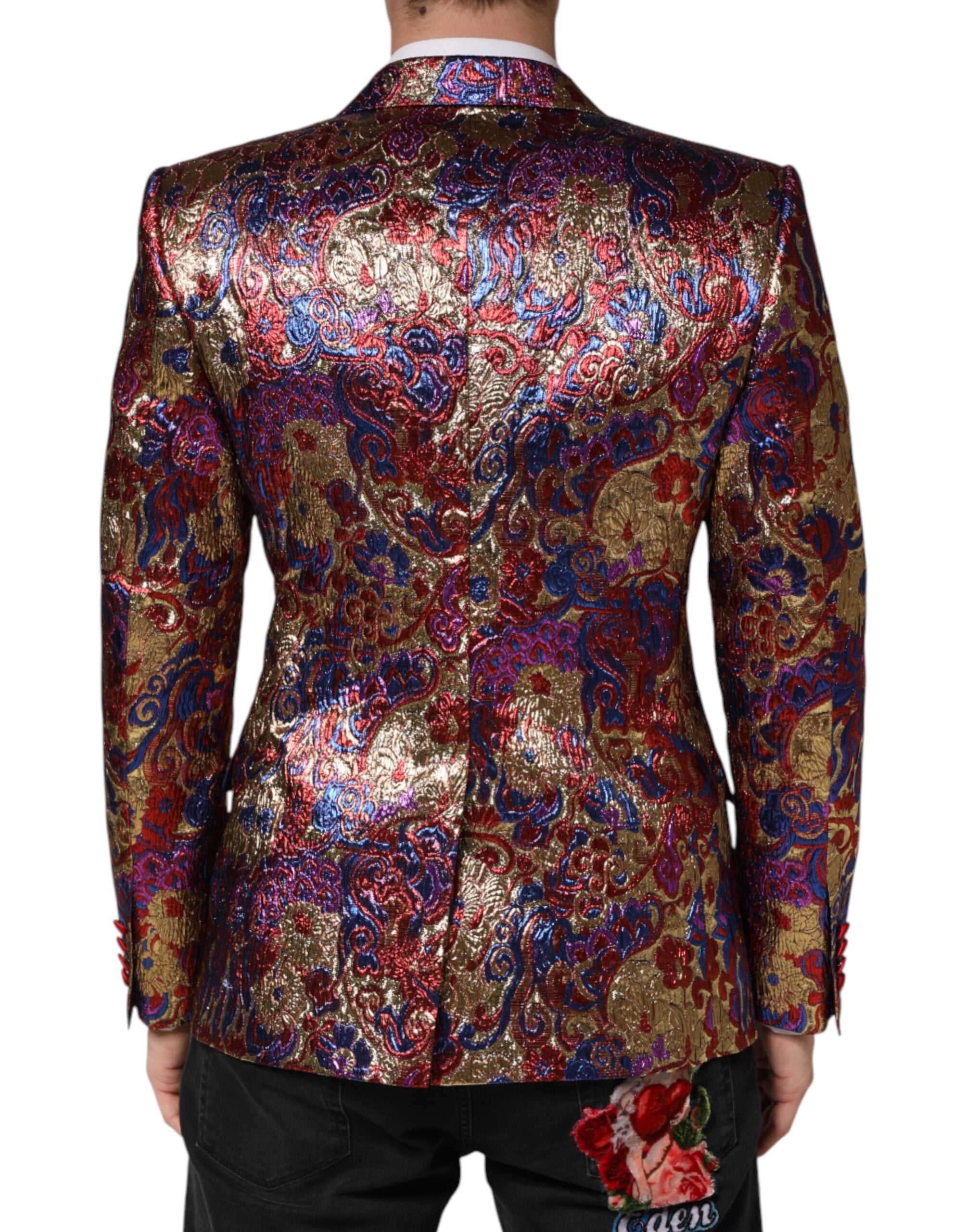 Dolce & Gabbana Multicolor Jacquard Single Breasted Blazer Dolce & Gabbana
