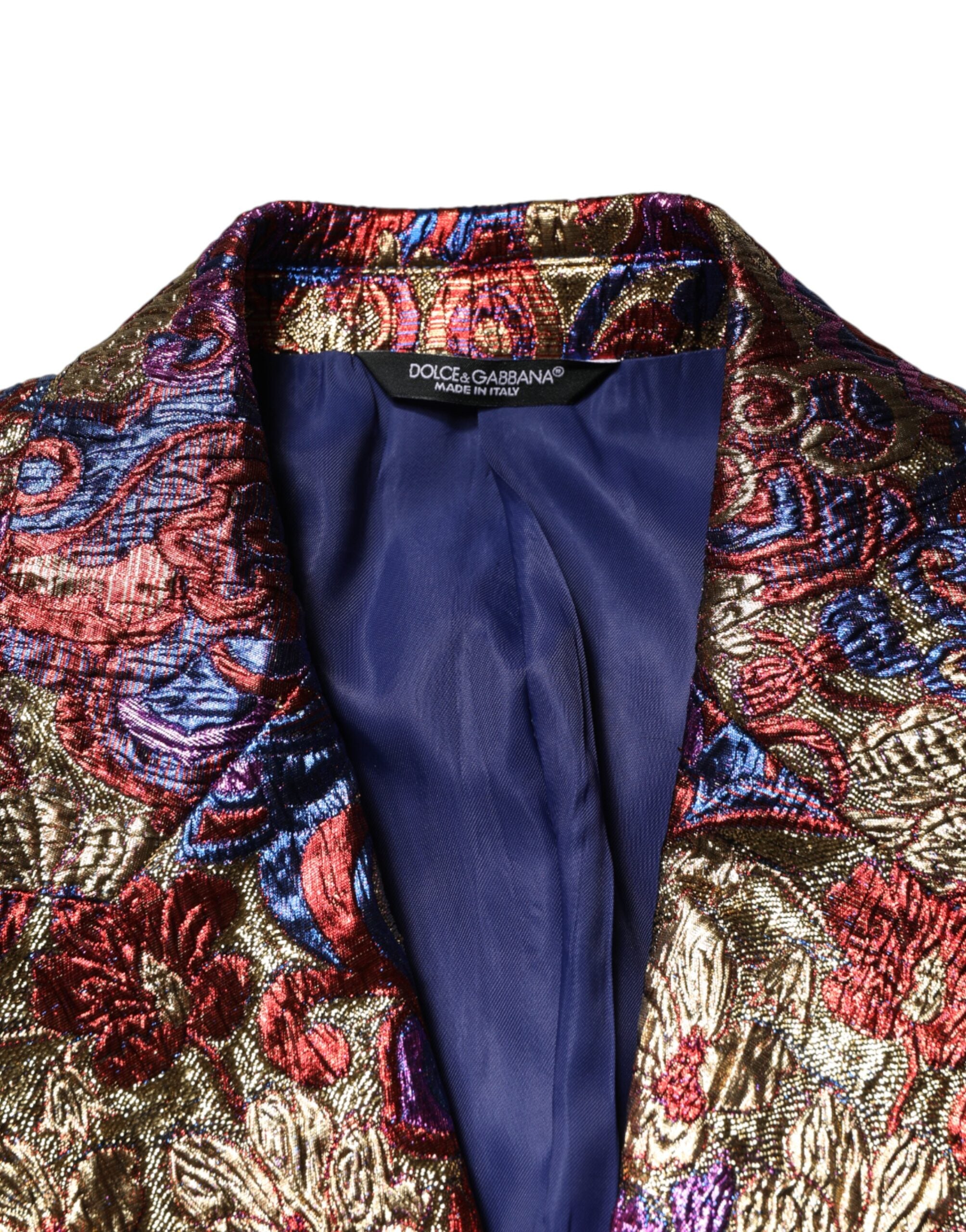 Dolce & Gabbana Multicolor Jacquard Single Breasted Blazer Dolce & Gabbana