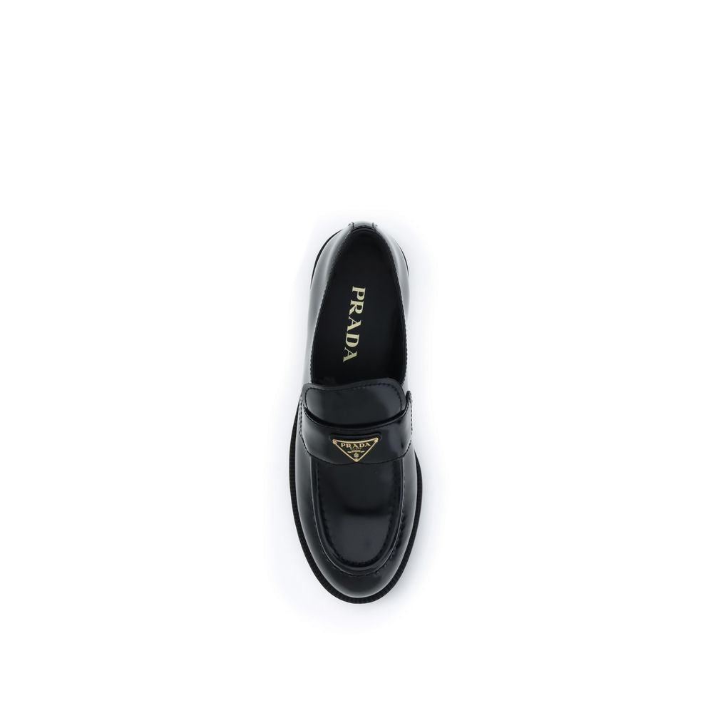 Prada Black Calf Leather Bos Taurus Slip-On Loafers Prada
