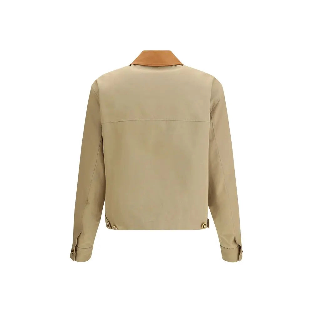 Versace Beige Cotton Full-Length Jacket Versace
