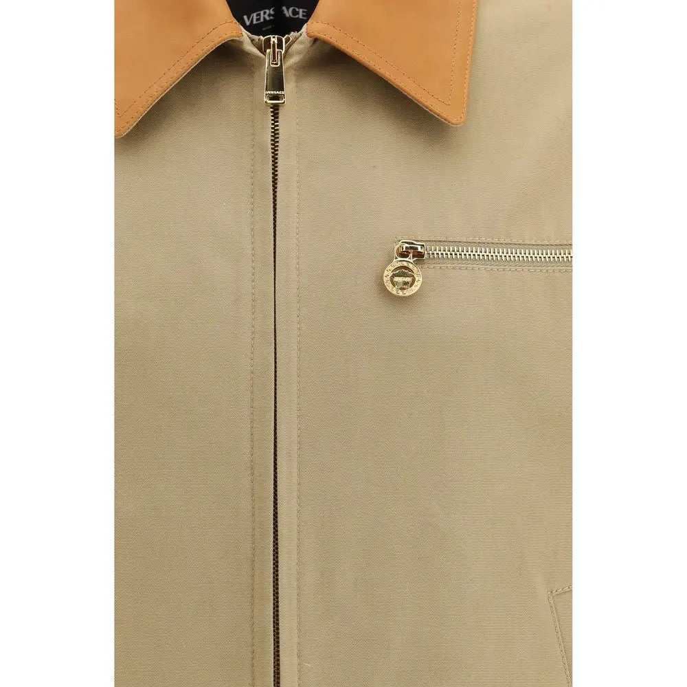Versace Beige Cotton Full-Length Jacket Versace