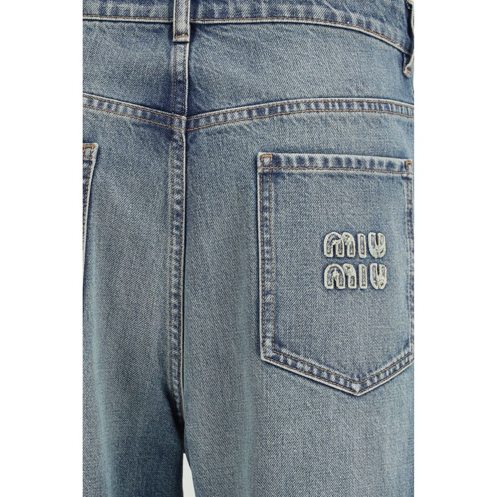 Miu Miu Blue Cotton Straight-Leg Jeans Miu Miu