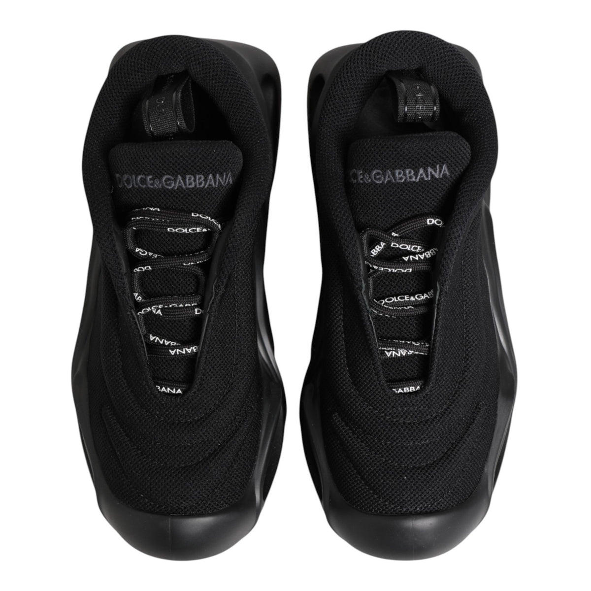 Dolce & Gabbana Black Slip On Low Top Wave Sneakers Shoes