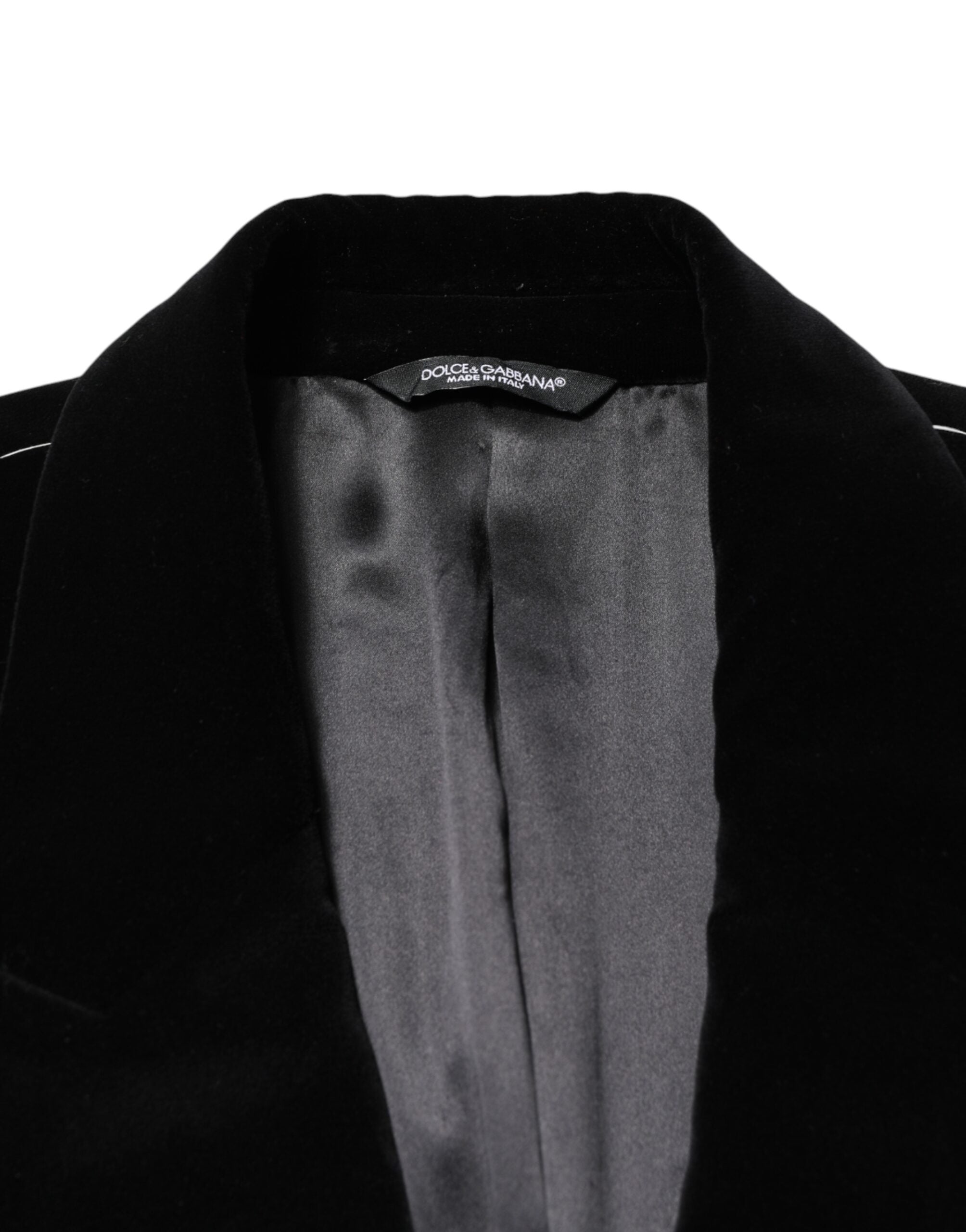 Dolce & Gabbana Black Cotton Velvet Long Trench Coat Jacket Dolce & Gabbana