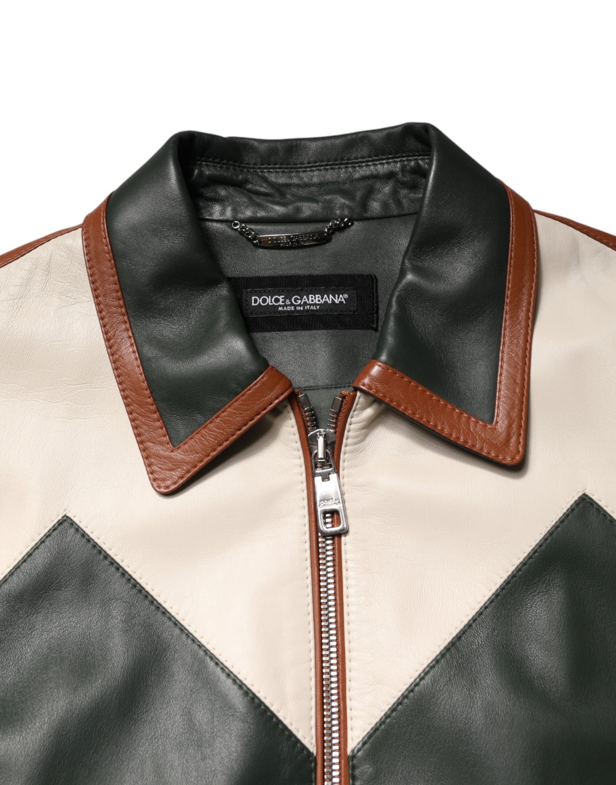 Dolce & Gabbana Multicolor Leather Full Zip men Biker Jacket Dolce & Gabbana