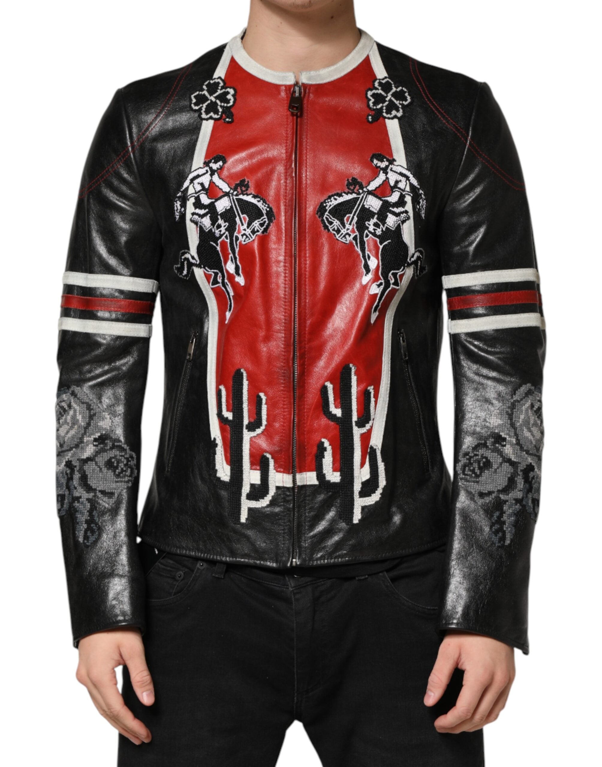 Dolce & Gabbana Multicolor Guns n' Roses Full Zip Men Biker Jacket Dolce & Gabbana